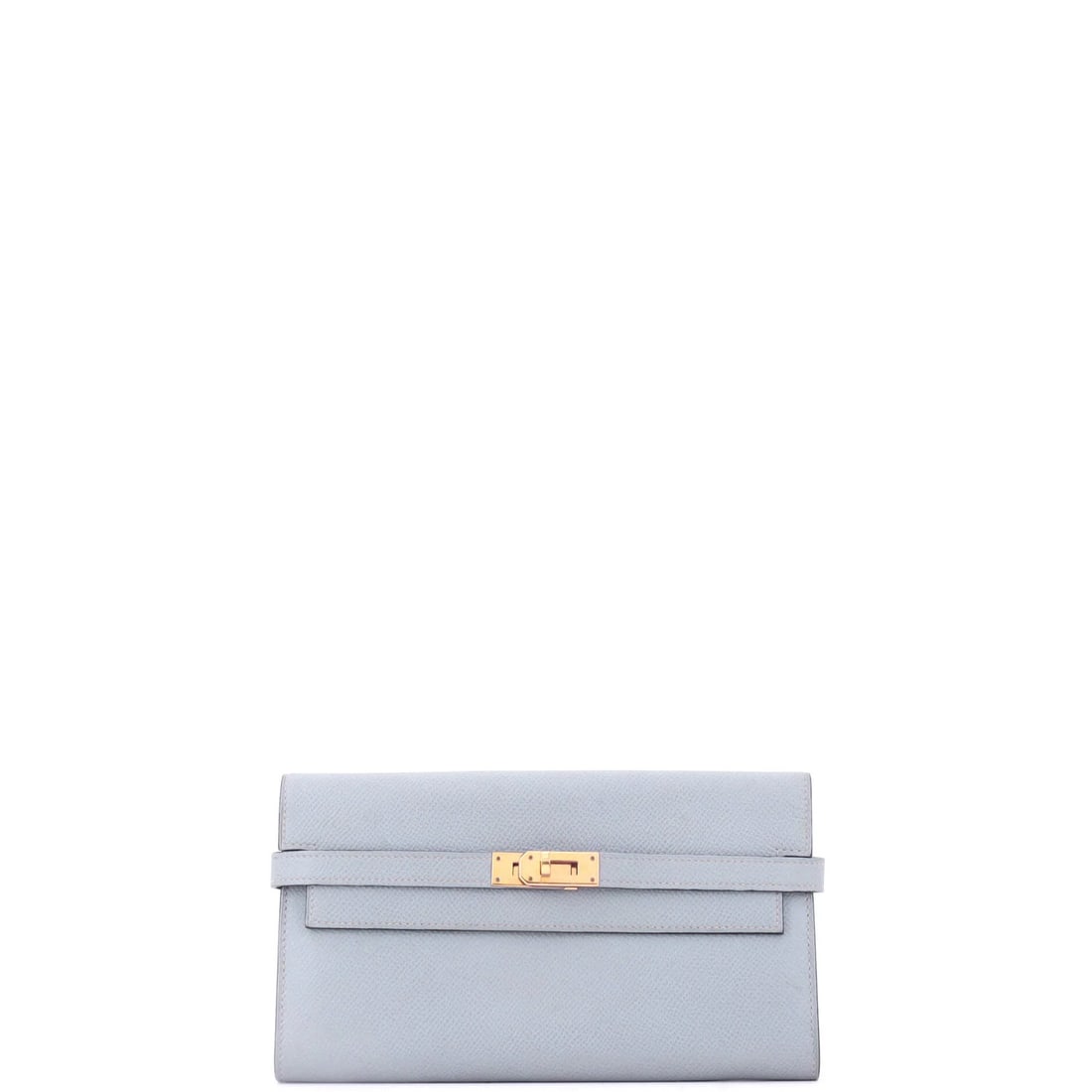 Hermes Kelly Wallet Long Epsom: Hermes Kelly Wallet Long Epsom The Hermes Kelly Wallet Long Epsom boasts a stunning blue leather exterior with subtle creasing, scuffs, and wear, giving it a unique, lived-in look. Its interior featur