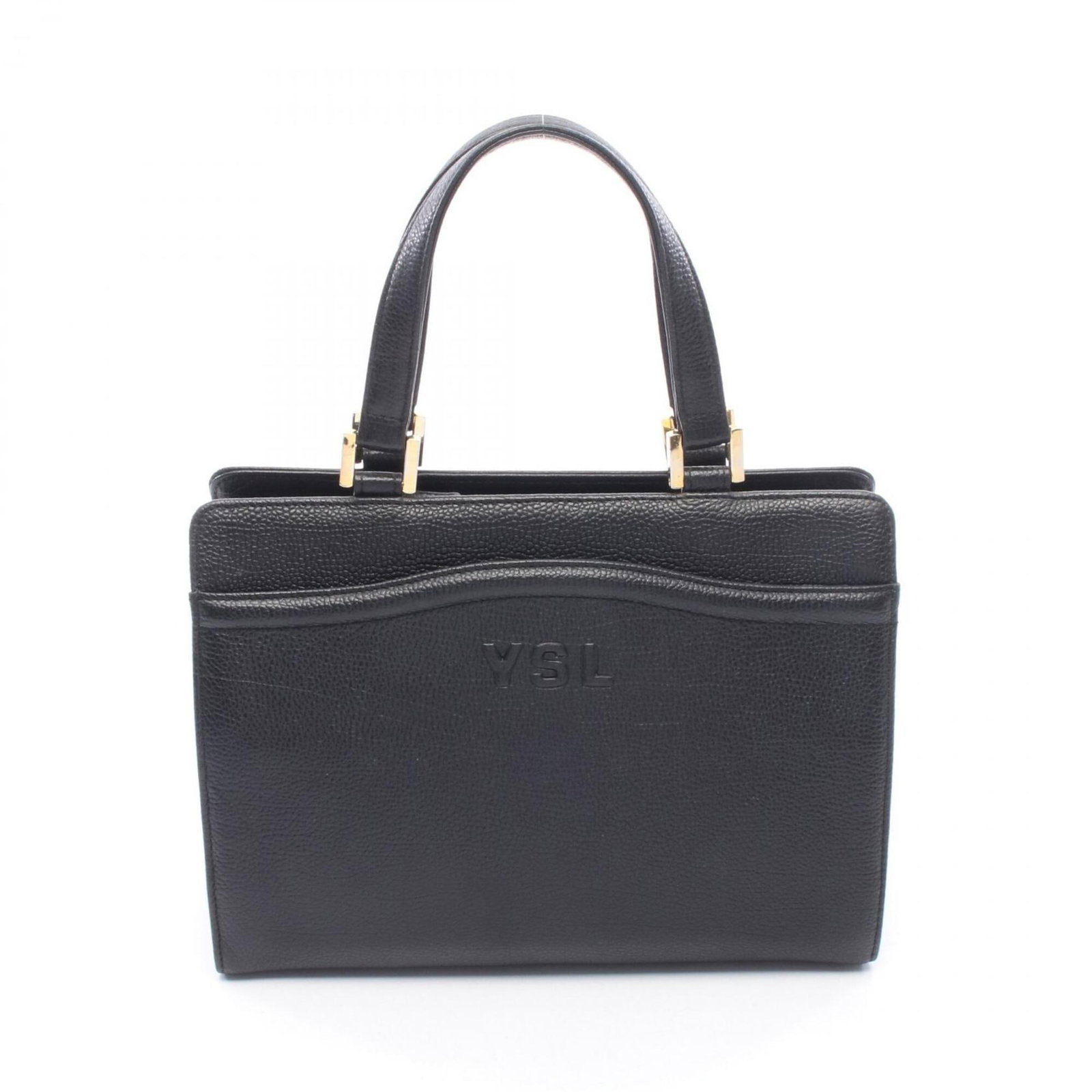 Yves Saint Laurent Handbag Leather: Yves Saint Laurent Handbag Leather Black leather Yves Saint Laurent handbag with dimensions 19cm x 26cm x 10.5cm. This classic handbag features a sleek design and premium leather construction. The