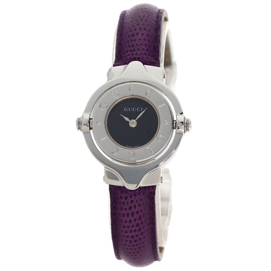 Gucci Watches Turn Face 6600L Stainless Leather: Gucci Watches Turn Face 6600L Stainless Leather Stainless steel case with a silver bezel and silver exterior, this Gucci Turn Face 6600L watch features an analog display and a quartz movement. The wat