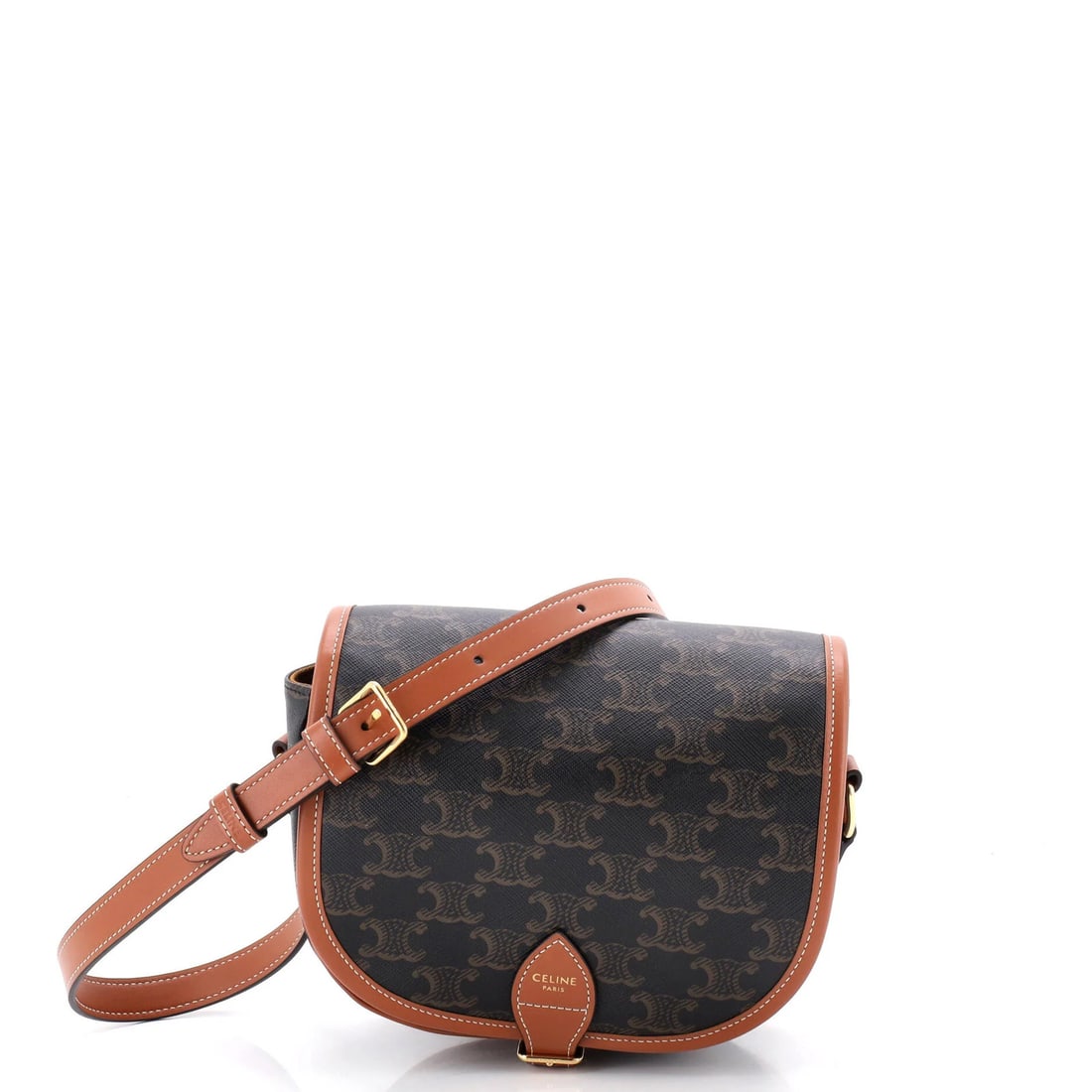 Canvas Coated Medium Triomphe Folco Bag Celine: Canvas Coated Medium Triomphe Folco Bag Celine Canvas Coated Medium Triomphe Folco Bag Celine - A stylish and practical medium-sized cross body bag with a canvas coated exterior in brown, featuring a