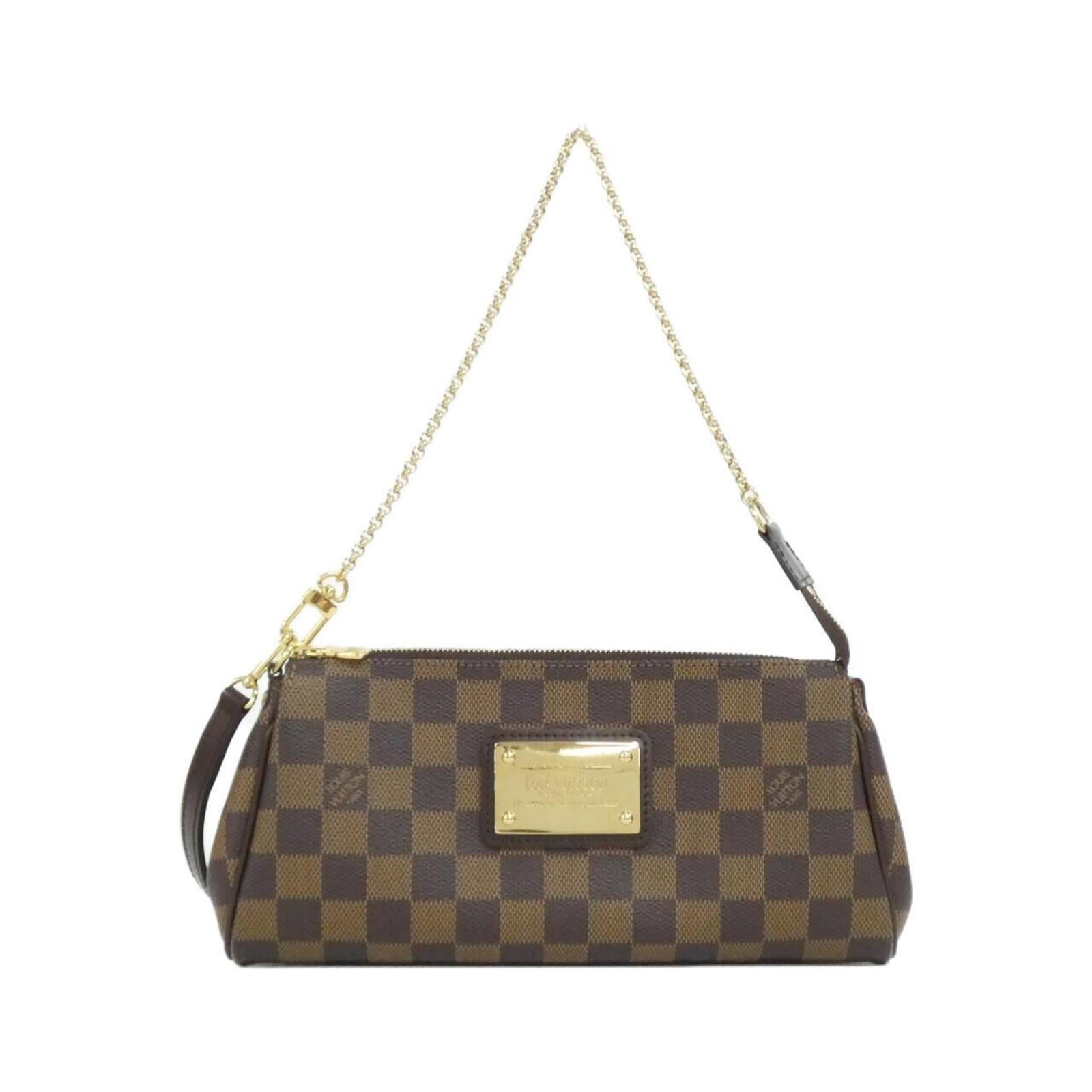 Canvas Coated Louis Vuitton Bag Shoulder: Canvas Coated Louis Vuitton Bag Shoulder This Louis Vuitton shoulder bag features a durable coated canvas exterior in Ebene, complemented by gold hardware and a sturdy gold shoulder strap. The bag
