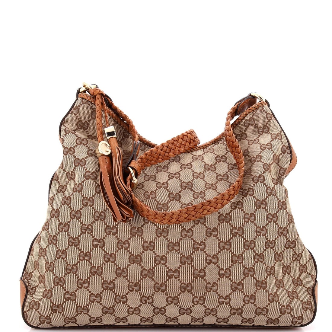 Medium canvas GG hobo Marrakech: Medium canvas GG hobo Marrakech Medium canvas GG hobo Marrakech in brown, featuring a classic design with a 14.5" handle drop and 14" width, offering a spacious interior with a neutral fabric interior