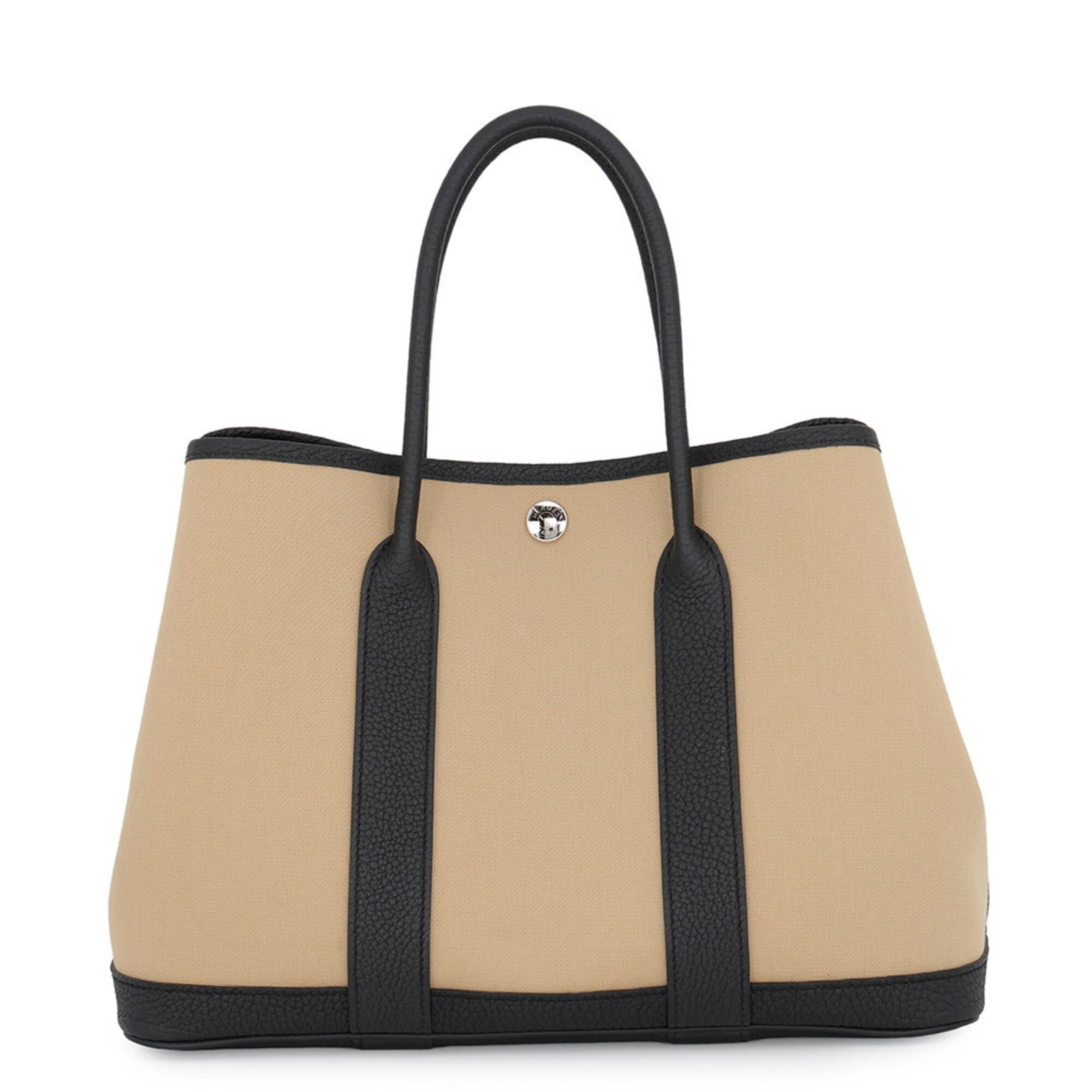 Negonda Officier Leather Tote Bag Hermes: Negonda Officier Leather Tote Bag Hermes Toile Officier leather and Negonda leather blend create a unique and stylish tote bag from Hermes. The beige and black color combination adds a touch of
