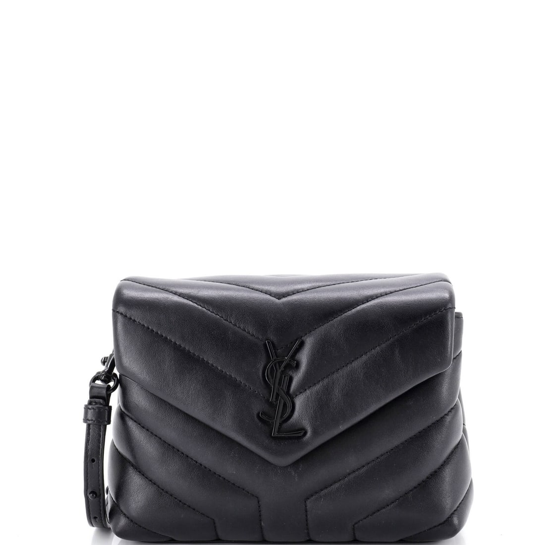 LouLou Matelasse Leather Toy Bag Chevron Saint Laurent: LouLou Matelasse Leather Toy Bag Chevron Saint Laurent Black Matelasse Chevron Leather Cross Body Bag from Saint Laurent, featuring a classic design with a toy-sized 12" handle drop and 22-24" strap