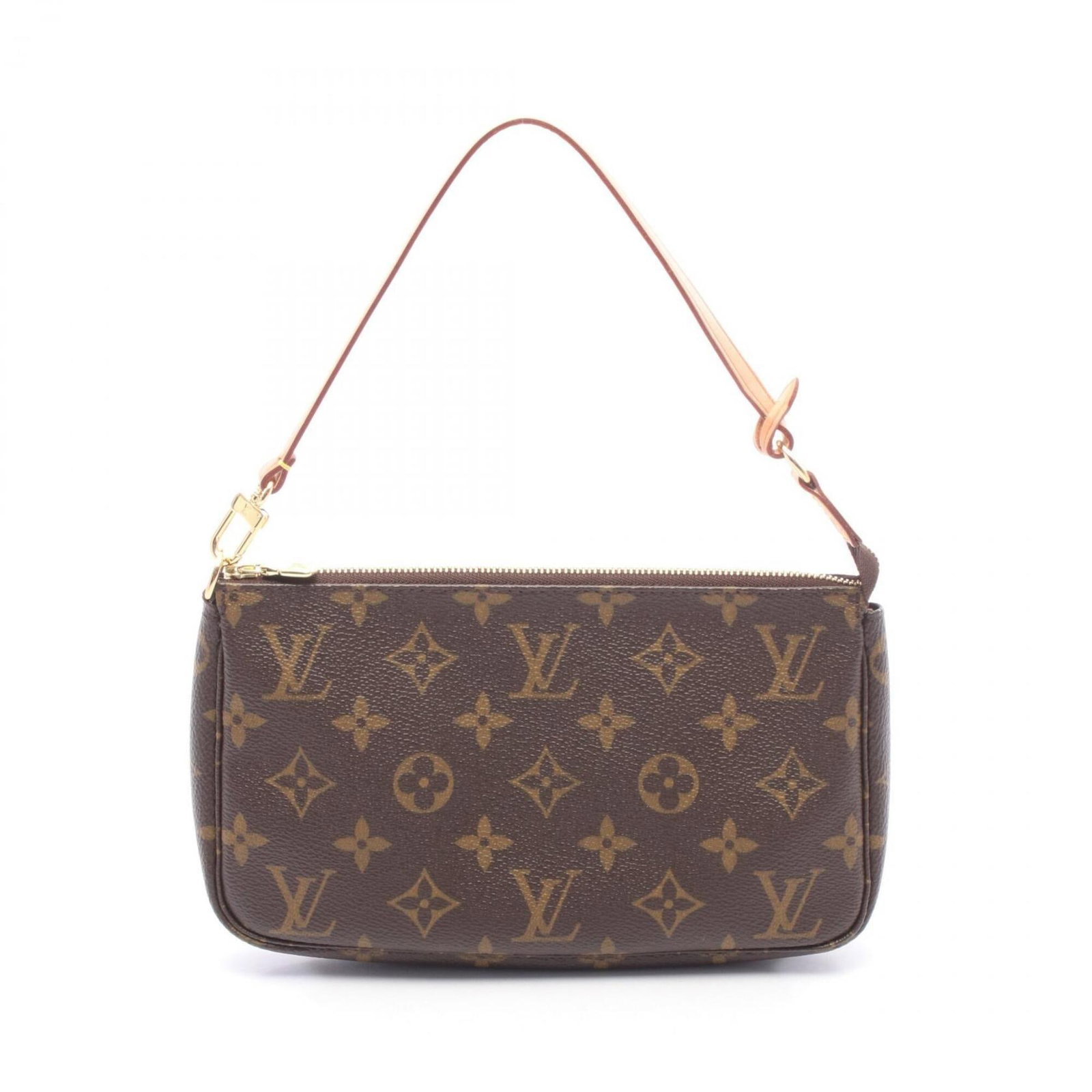 Monogram Leather Coated Canvas Handbag Vuitton Louis: Monogram Leather Coated Canvas Handbag Vuitton Louis Monogrammed leather details adorn a classic Louis Vuitton design, adding a touch of timeless elegance to this brown coated canvas handbag. The
