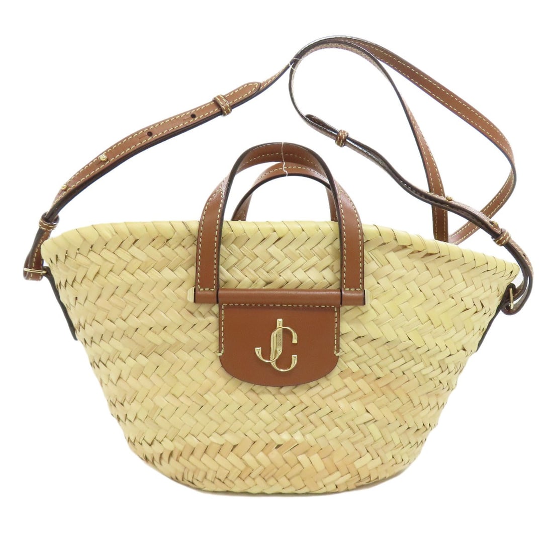 Jimmy Choo Basket Bag 2Way Handbag Raffia: Jimmy Choo Basket Bag 2Way Handbag Raffia Brown Raffia Basket Bag with 2Way Design. This Jimmy Choo handbag features a unique 2Way design and is made from high-quality raffia exterior. The signature