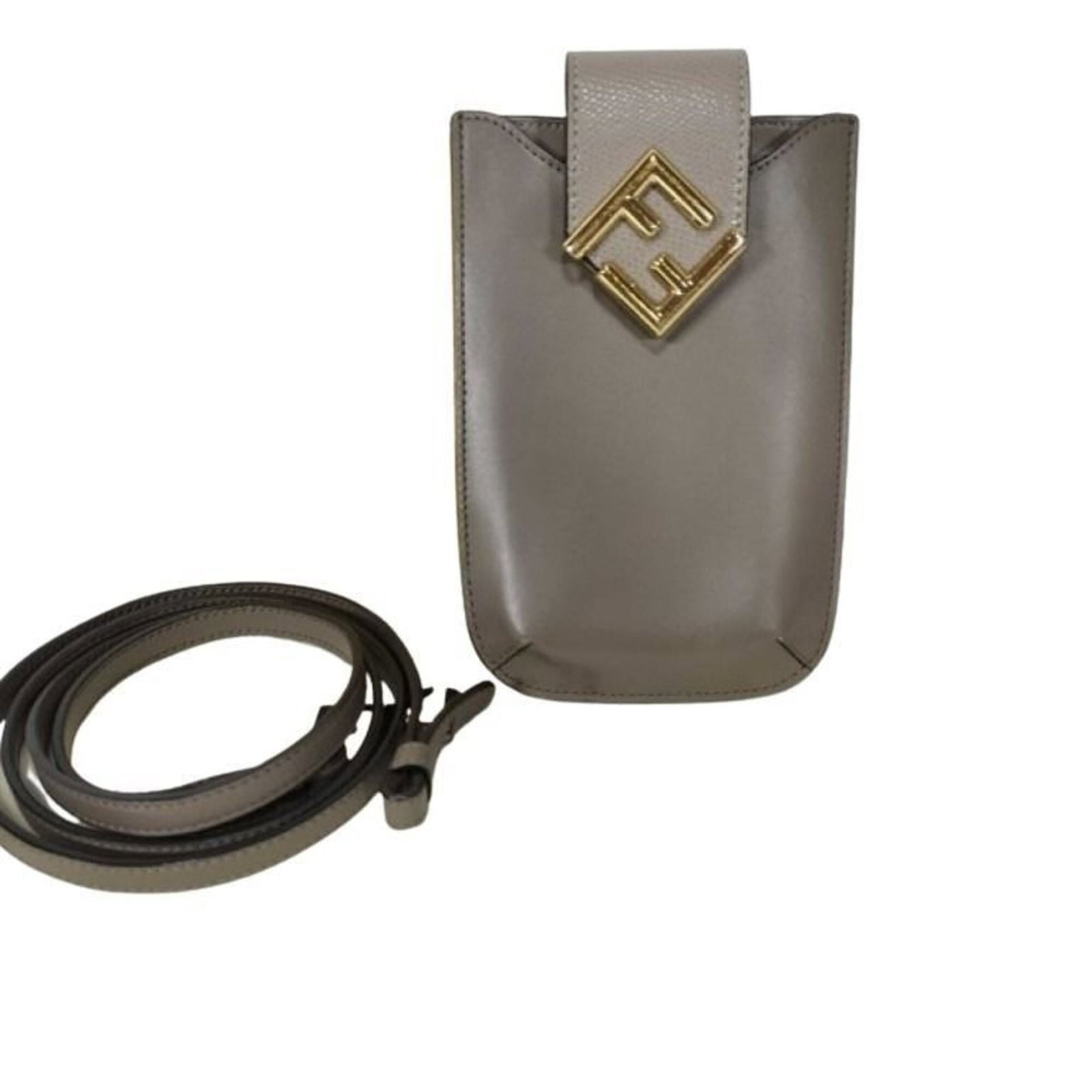 Pouch Leather Fendi Shoulder Bag: Pouch Leather Fendi Shoulder Bag Pouch Leather Fendi Shoulder Bag is made from high-quality leather and features a sleek, grayish design. Measuring 15.5cm x 10.5cm x 2.4cm, this shoulder bag is a