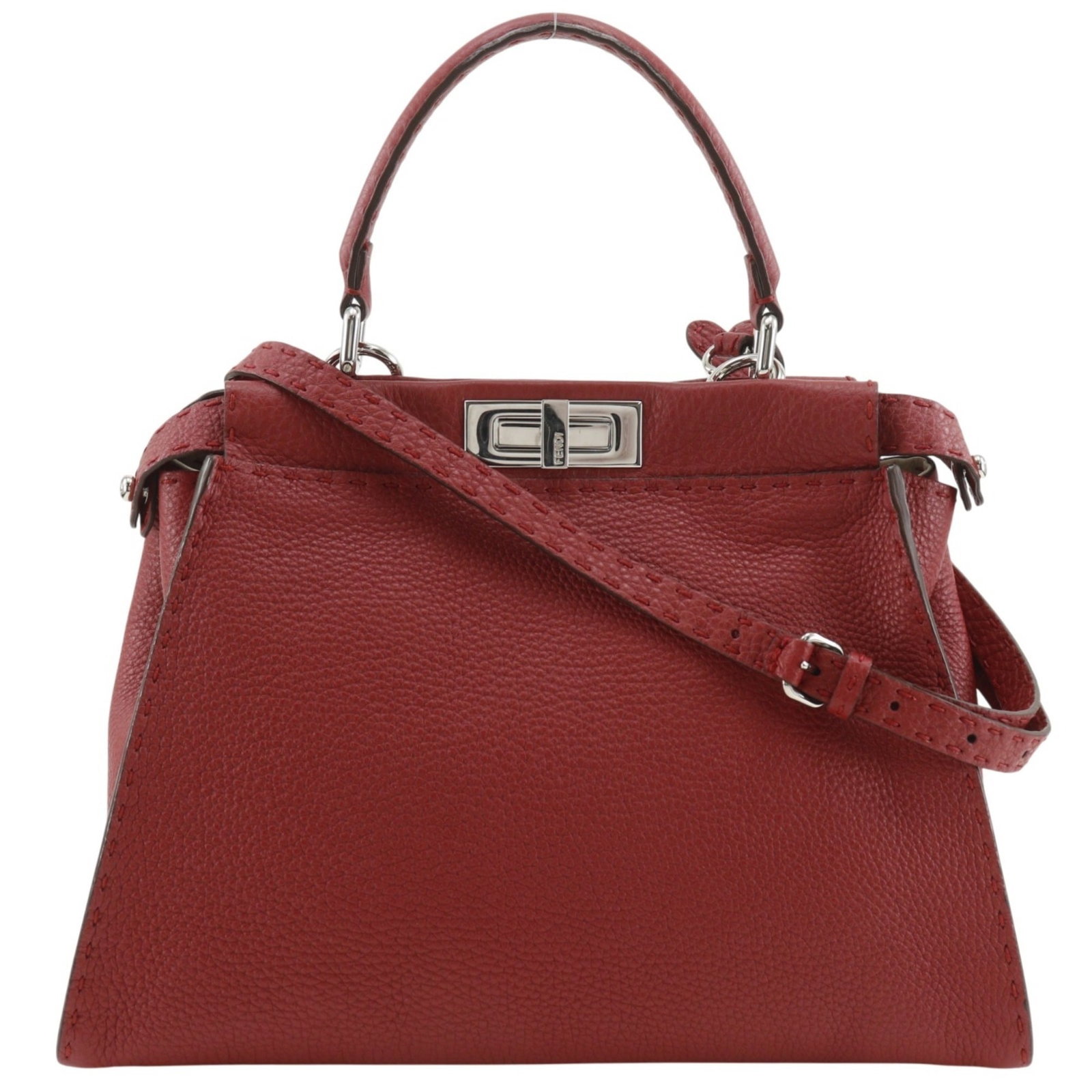 Handbag Leather Fendi: Handbag Leather Fendi Red leather Fendi handbag with dimensions 24cm x 34cm x 12cm. Bearer of a signature, this item is a red leather handbag made by Fendi. Item Specifics: Brand: Fendi MPN: 8BN226 Ty