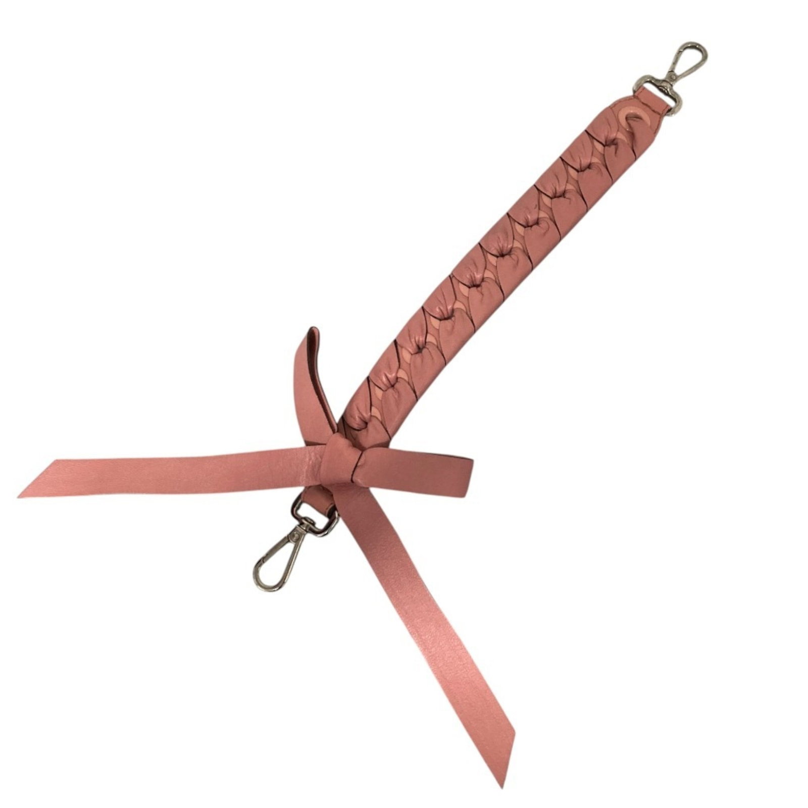 Strap Leather Fendi: Strap Leather Fendi Strap Leather Fendi is a pink leather strap with dimensions of 39cm x 3.5cm. This Fendi item is made of leather and features a notable pink color. Item Specifics: Brand: Fendi Type