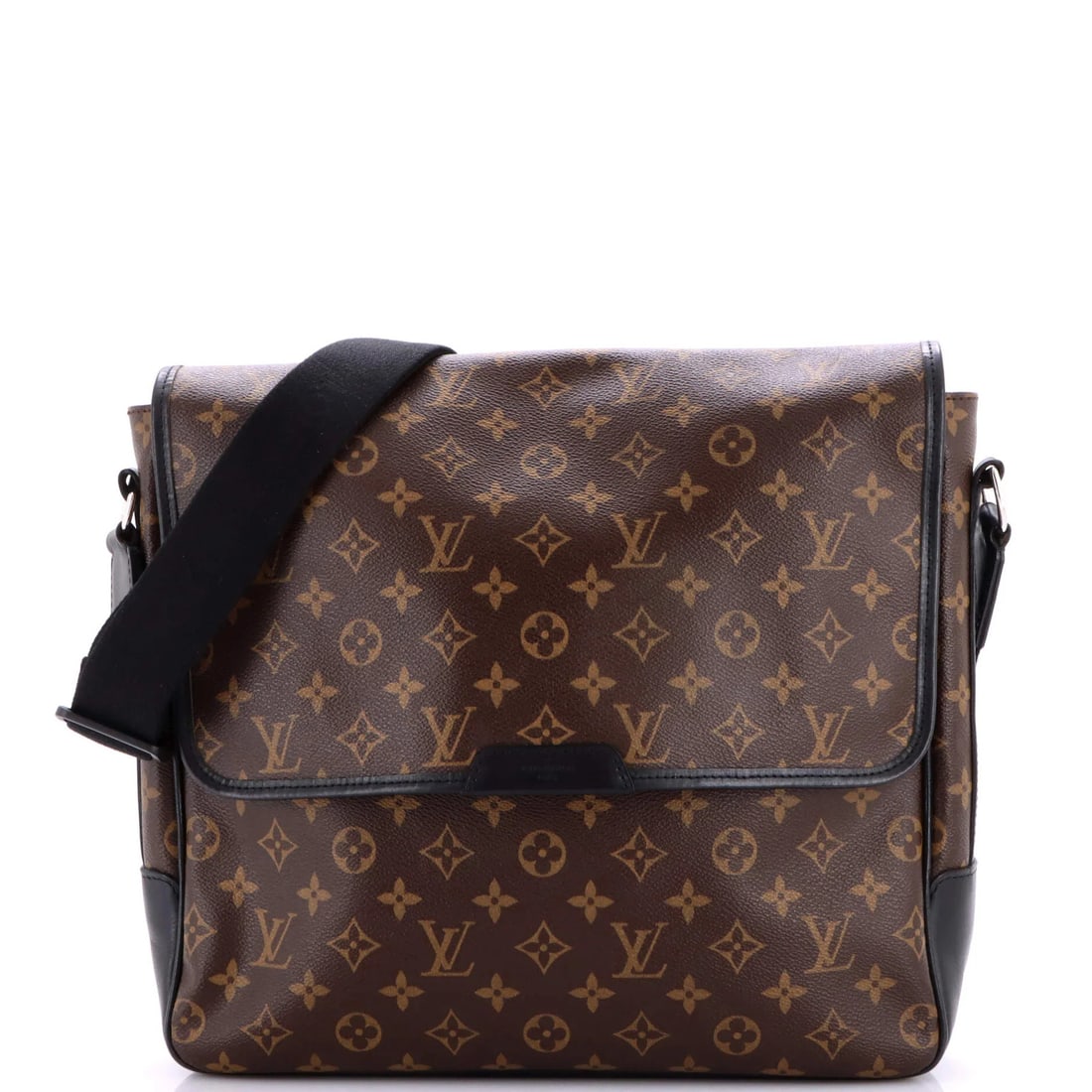 Louis Vuitton Bass Messenger Bag Macassar Monogram Canvas GM: Louis Vuitton Bass Messenger Bag Macassar Monogram Canvas GM Black Louis Vuitton Bass Messenger Bag Macassar Monogram Canvas GM features a classic cross body design with a 13" height, 13" width, and