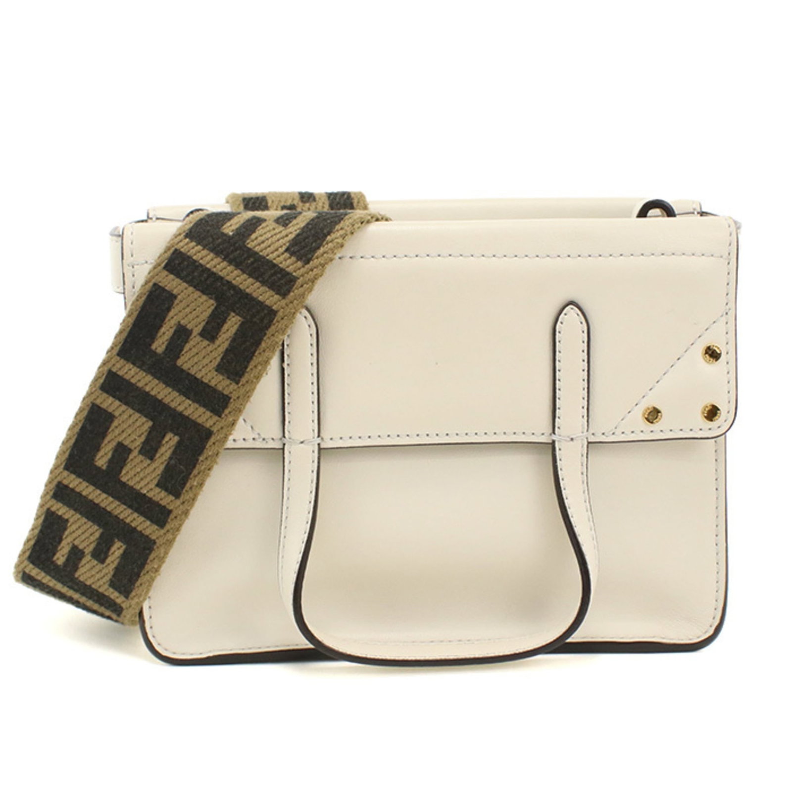 Fendi Tote Bag Leather: Fendi Tote Bag Leather Fendi's iconic tote bag is crafted from rich, supple calfskin leather, with a timeless ivory hue that exudes elegance. The bag's slender gold hardware adds a touch of