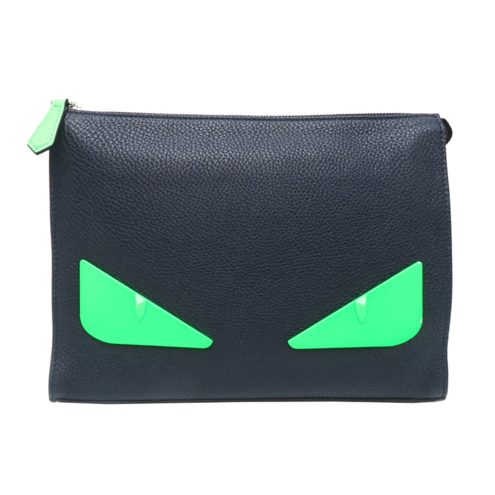 Fendi Bag Leather Clutch: Fendi Bag Leather Clutch Navy leather clutch bag from Fendi, measuring 19.5cm x 26cm x 4.5cm, features a classic design with a rich, high-quality material. The bag's signature style is evident in its