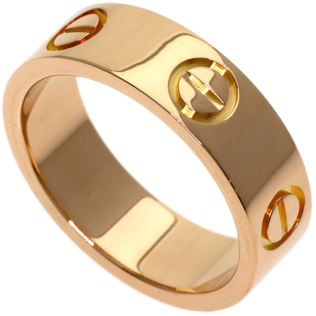 Cartier Love Ring Pink Gold K18 #49: Cartier Love Ring Pink Gold K18 #49 Cartier Love Ring in Pink Gold K18 #49. This elegant ring boasts a striking pink gold K18 metal, showcasing a classic design with an open ring closure. The 5(US)