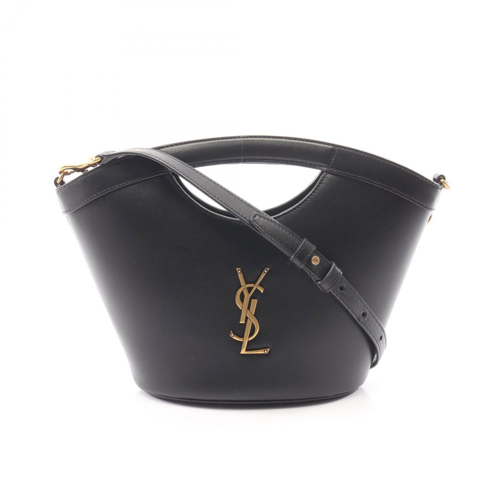Handbag Saint Laurent Leather: Handbag Saint Laurent Leather This Saint Laurent black leather handbag features a sleek design with a compact size, measuring 19cm x 17cm x 10cm. The high-quality leather material provides a