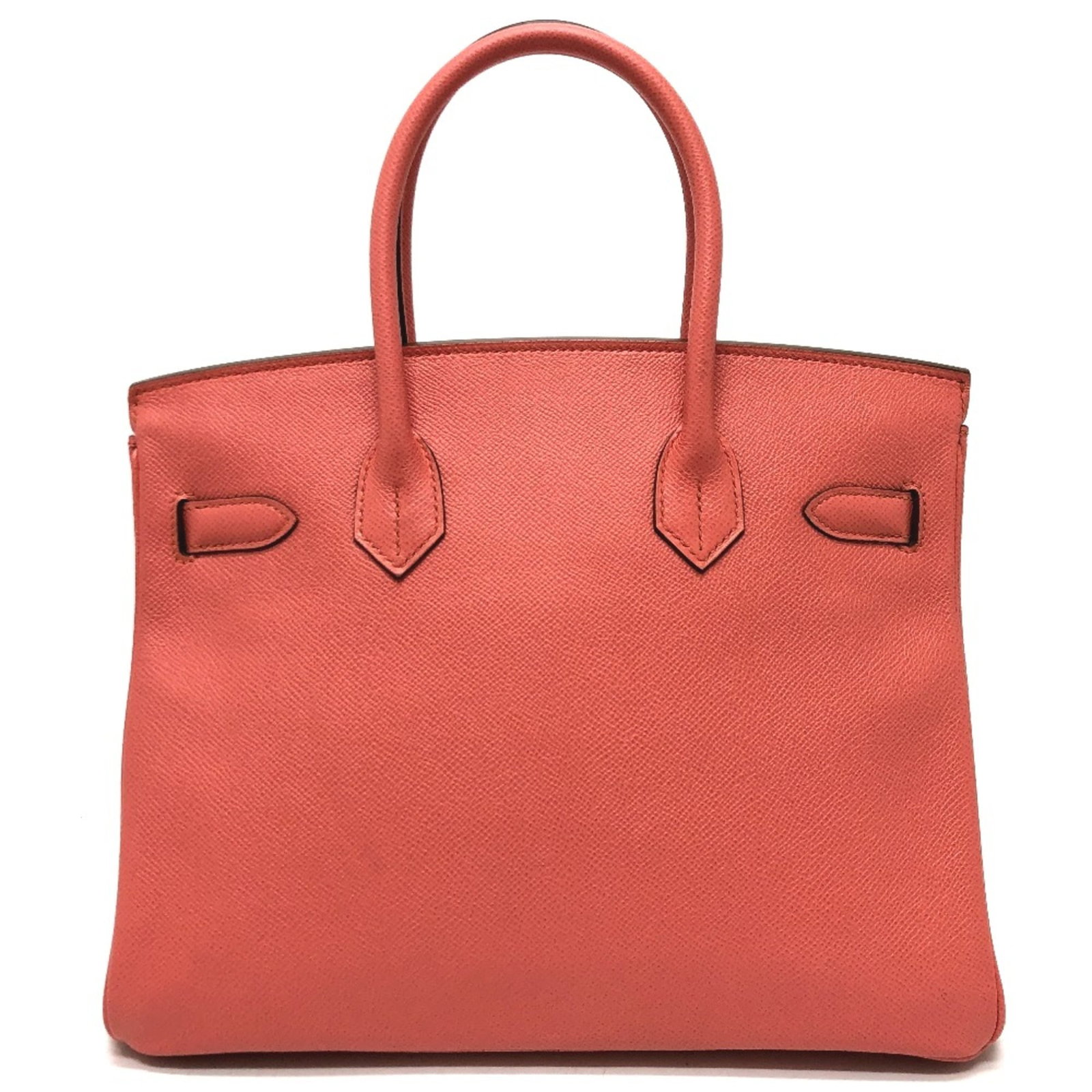 Handbag Leather Hermes: Handbag Leather Hermes Pink leather handbag from Hermes, measuring 24cm x 30cm x 16cm, features a 35cm long handle and a classic design. This stylish bag is made from high-quality leather and has a di
