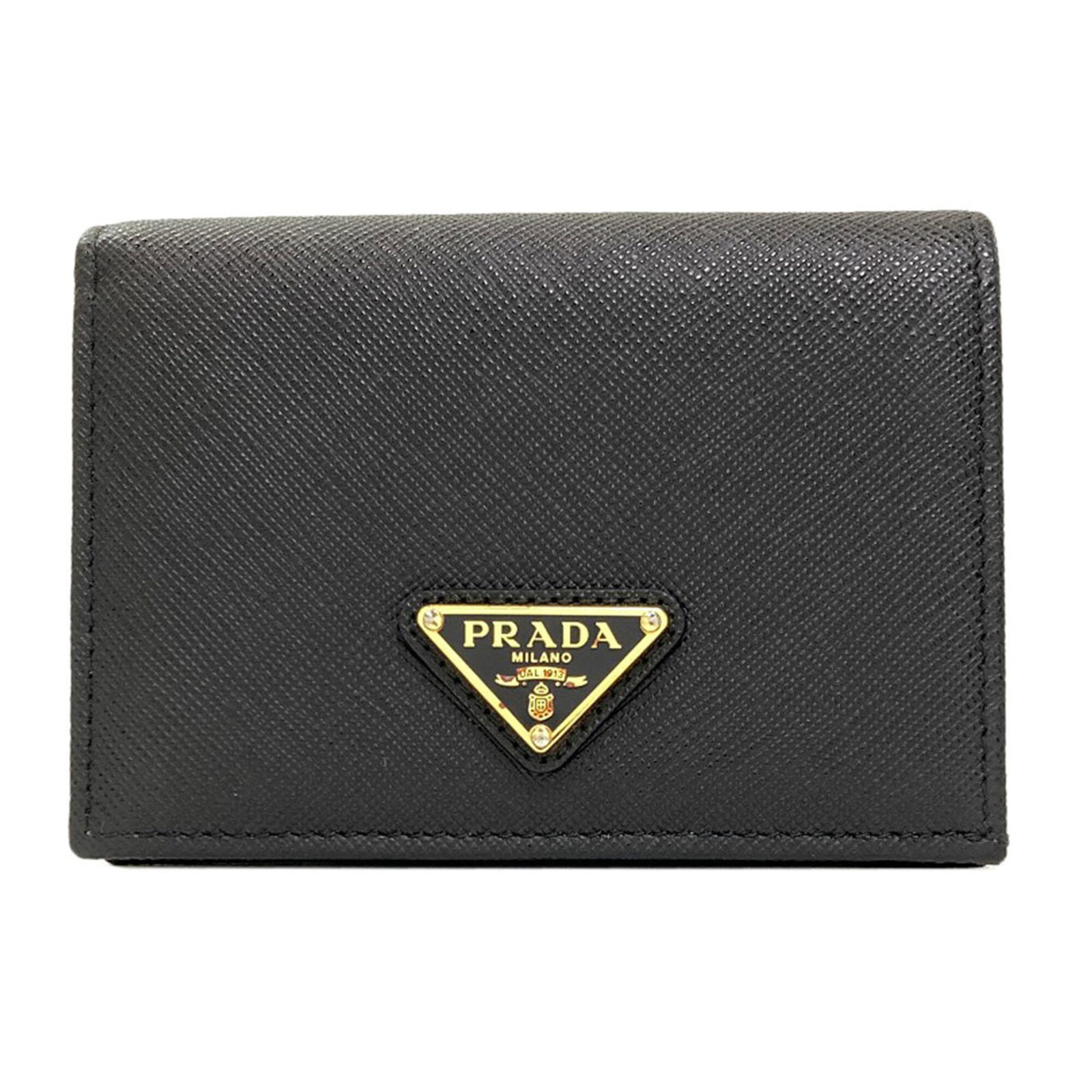 Prada Wallet (Bi-Fold) Saffiano: Prada Wallet (Bi-Fold) Saffiano Saffiano leather construction provides durability and sophistication to this Prada bi-fold wallet, featuring a sleek black design that complements a variety of