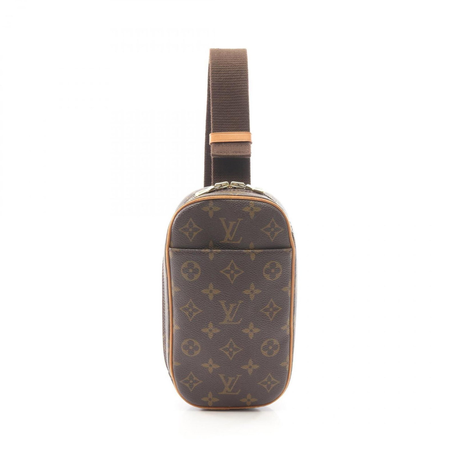 Leather Monogram Sling Bag Fanny Pack Louis Vuitton: Leather Monogram Sling Bag Fanny Pack Louis Vuitton Monogrammed leather sling bag fanny pack from Louis Vuitton, featuring the iconic monogram pattern in brown. This stylish accessory measures 22cm x