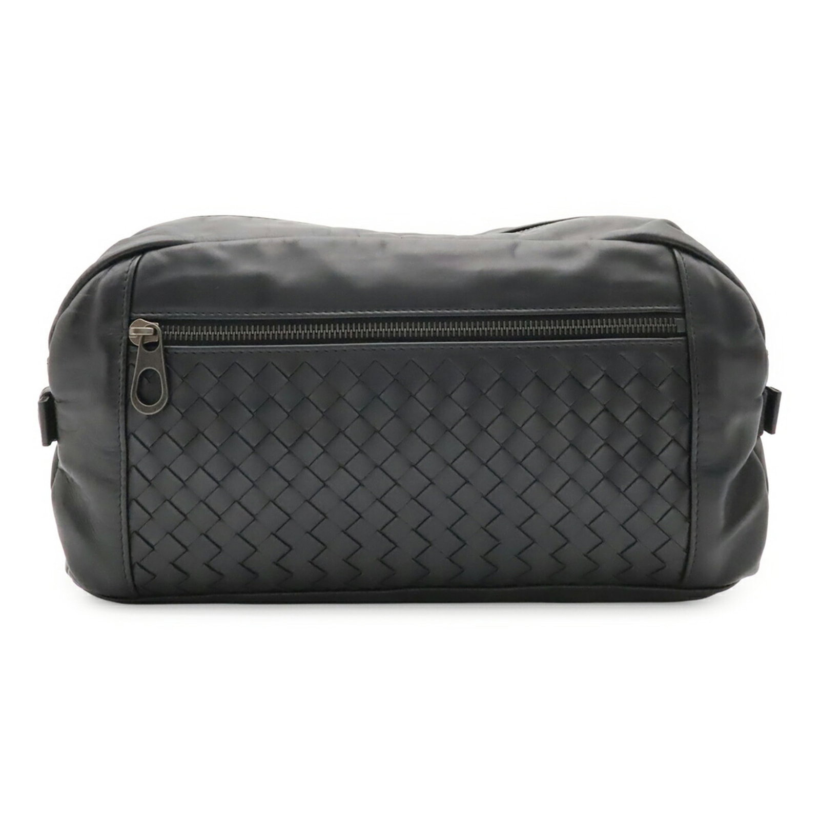 Bag Sling Leather Veneta Bottega: Bag Sling Leather Veneta Bottega Black leather sling bag from Bottega Veneta, measuring 17cm x 29cm x 8.5cm, featuring a sleek and sophisticated design. This compact bag is made from high-quality leat