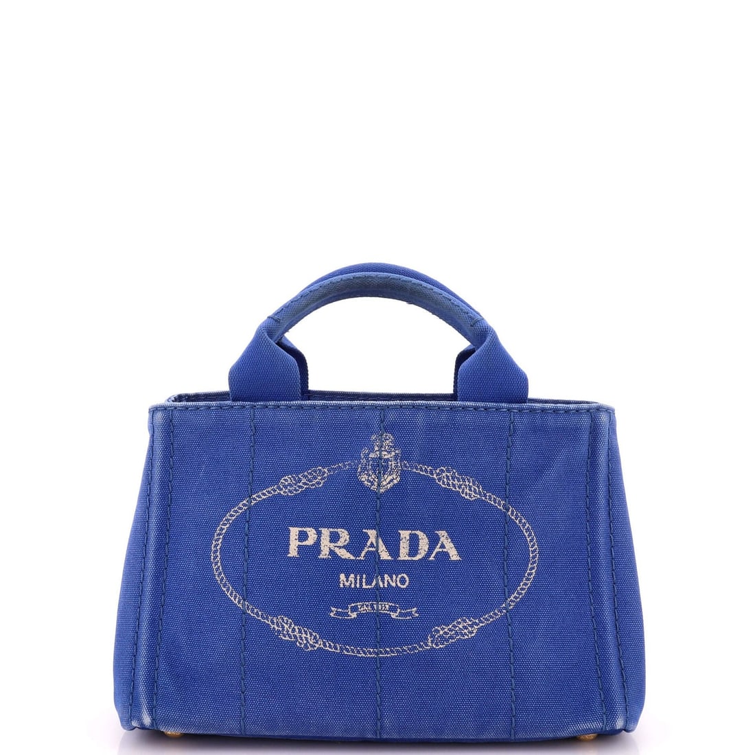 Mini Canvas Tote Prada: Mini Canvas Tote Prada Mini Canvas Tote Prada in Blue - A stylish and compact tote with a classic design, featuring a canvas exterior and interior in a matching blue hue. The Prada Canapa Tote