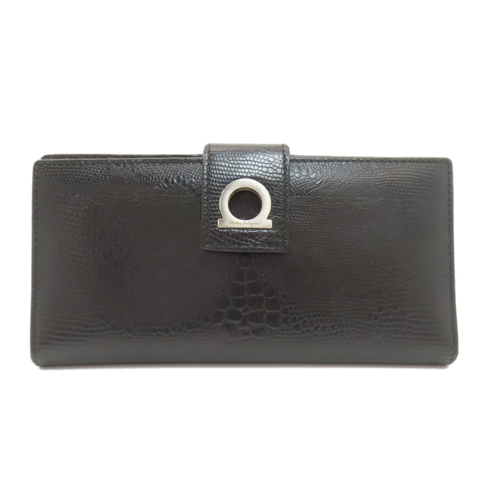 Salvatore Ferragamo Long Wallet (Bi-Fold) Leather: Salvatore Ferragamo Long Wallet (Bi-Fold) Leather The Salvatore Ferragamo Long Wallet (Bi-Fold) Leather boasts sleek black leather construction, a classic bi-fold design, and a functional inner pocket