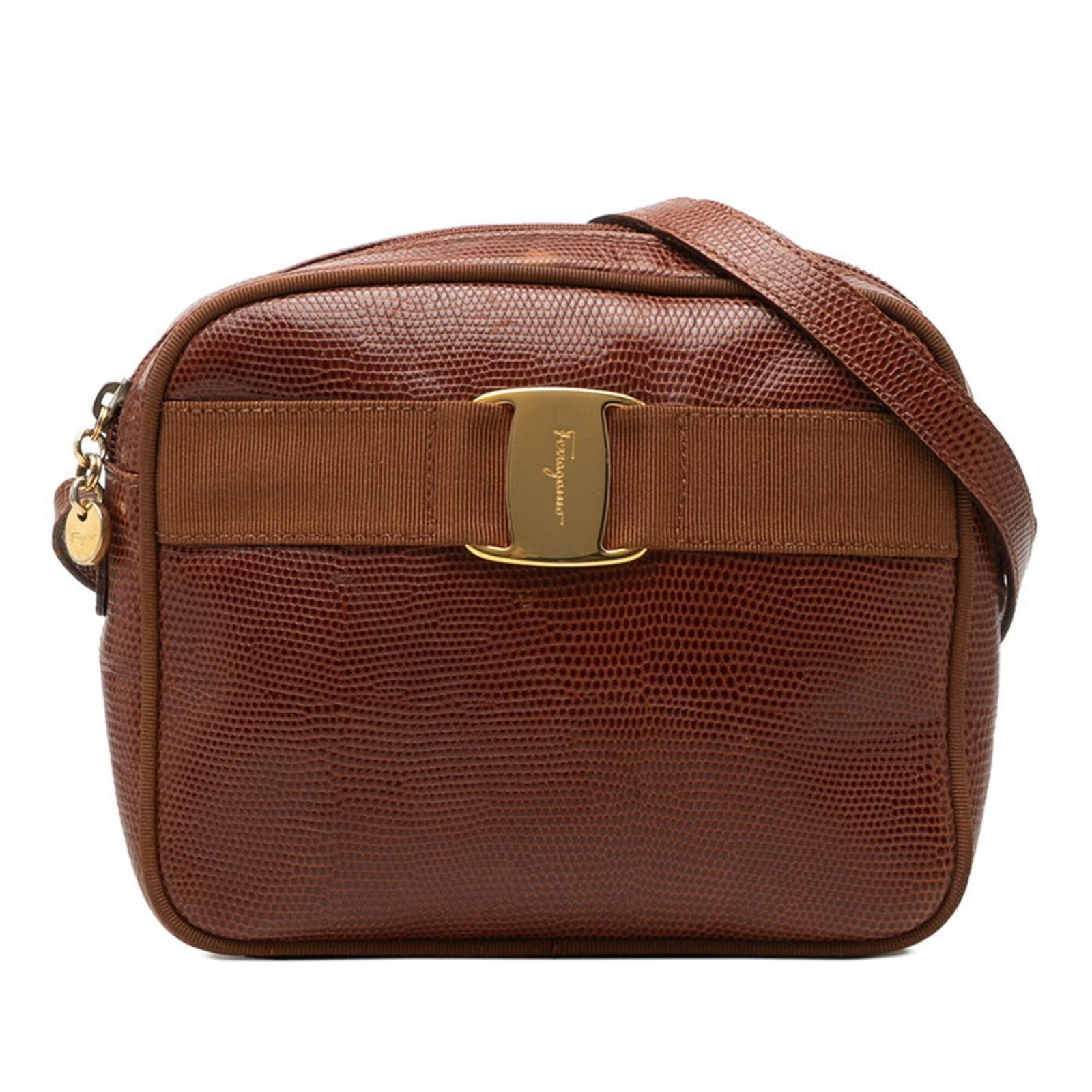 Ferragamo Leather Shoulder Bag: Ferragamo Leather Shoulder Bag Brown leather shoulder bag from Salvatore Ferragamo, measuring 15.5cm x 19cm x 7cm, with a classic design that exudes timeless elegance. The bag's supple leather