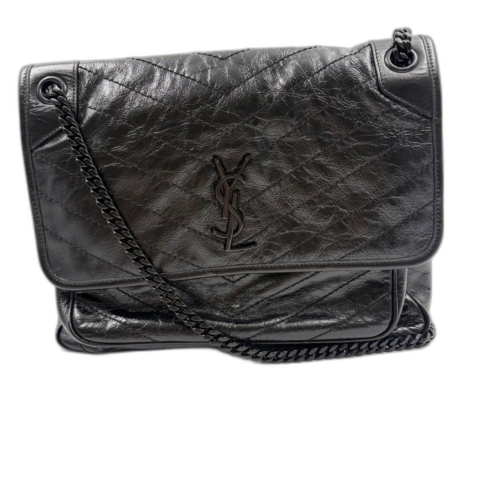 Yves Saint Laurent Shoulder Handbag: Yves Saint Laurent Shoulder Handbag Black Yves Saint Laurent Shoulder Handbag, measuring 27cm x 32cm x 9cm, features a 100cm - 105cm adjustable strap and a 30cm handle drop. This sleek shoulder bag