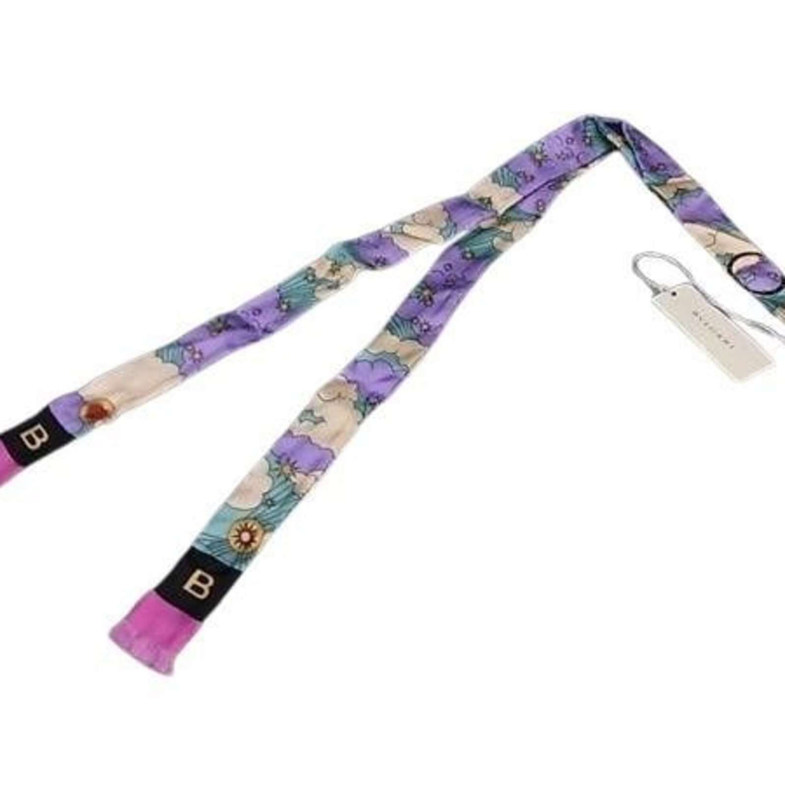 Bvlgari silk 100% metal scarf: Bvlgari silk 100% metal scarf Bvlgari silk 100% metal scarf boasts a striking gold and multi-color design, complemented by a rich purple hue. Made from luxurious silk and adorned with metal accents, t