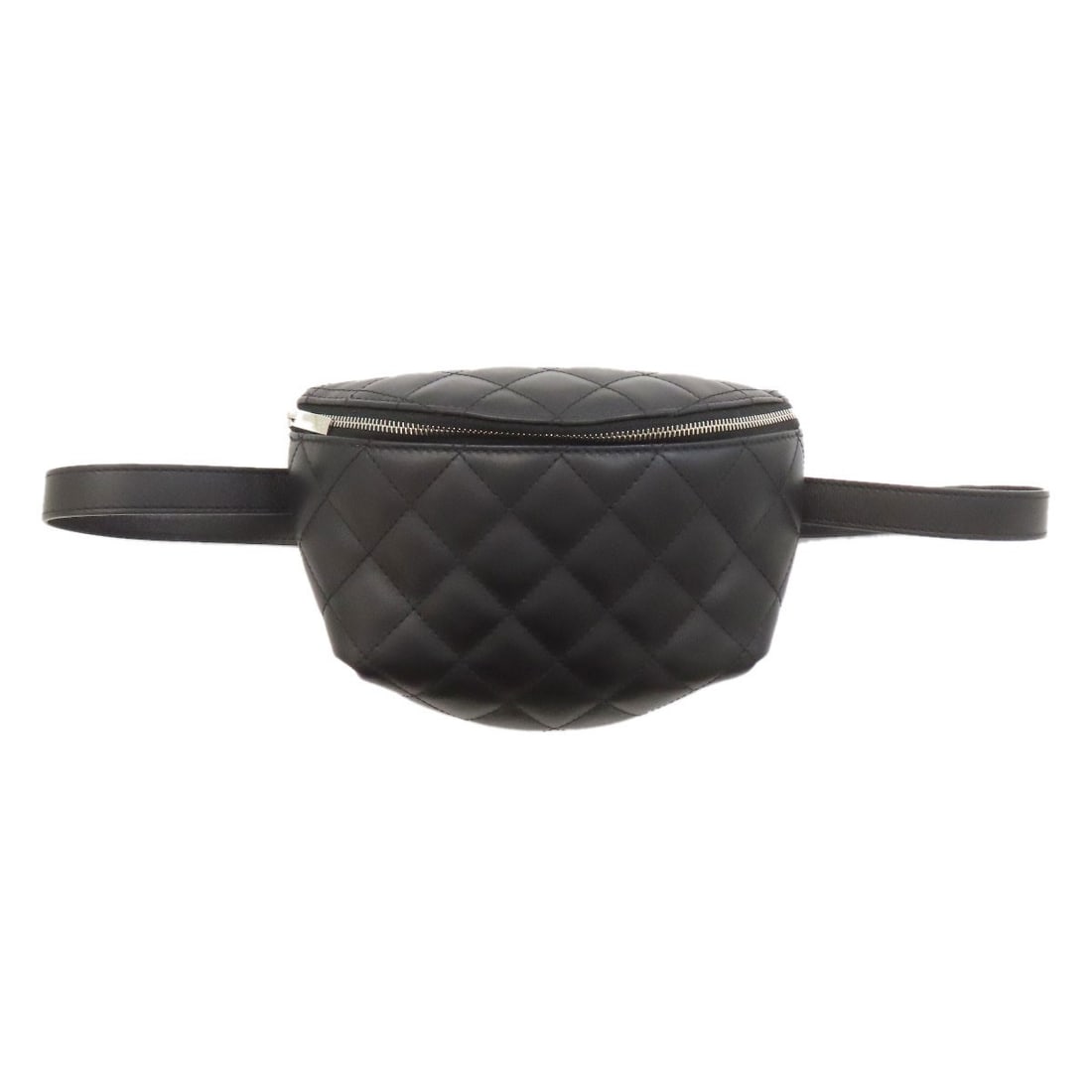 Chanel Matelasse Silverhardware Hip Bag, Waist Bag Lambskin: Chanel Matelasse Silverhardware Hip Bag, Waist Bag Lambskin Black lambskin exterior, a timeless and sophisticated choice, is the foundation of this CHANEL hip bag waist bag. The silver hardware adds