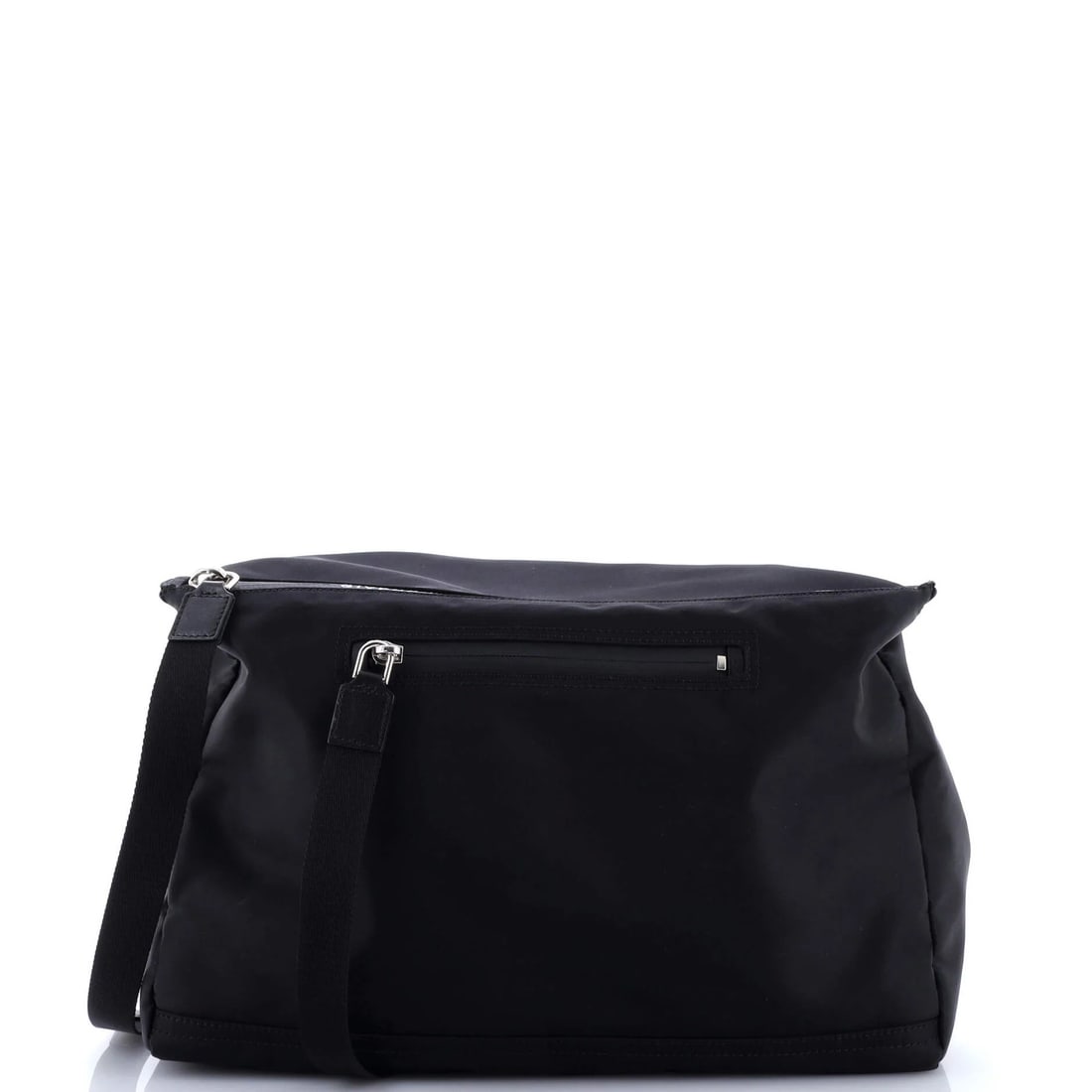 Pandora Bag Nylon Medium Givenchy: Pandora Bag Nylon Medium Givenchy Black Givenchy Pandora Bag Nylon Medium with Silver Hardware, featuring a medium size with a 8" height, 15" width, and 6" depth. Minor scuffs and creases are present