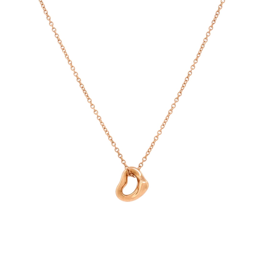 Elsa Peretti Pendant Necklace 18K Rose Gold Open Heart Tiffany: Elsa Peretti Pendant Necklace 18K Rose Gold Open Heart Tiffany 18K Rose Gold Open Heart Pendant Necklace by Elsa Peretti, a timeless Tiffany & Co. design. This elegant necklace features a 6.40mm open