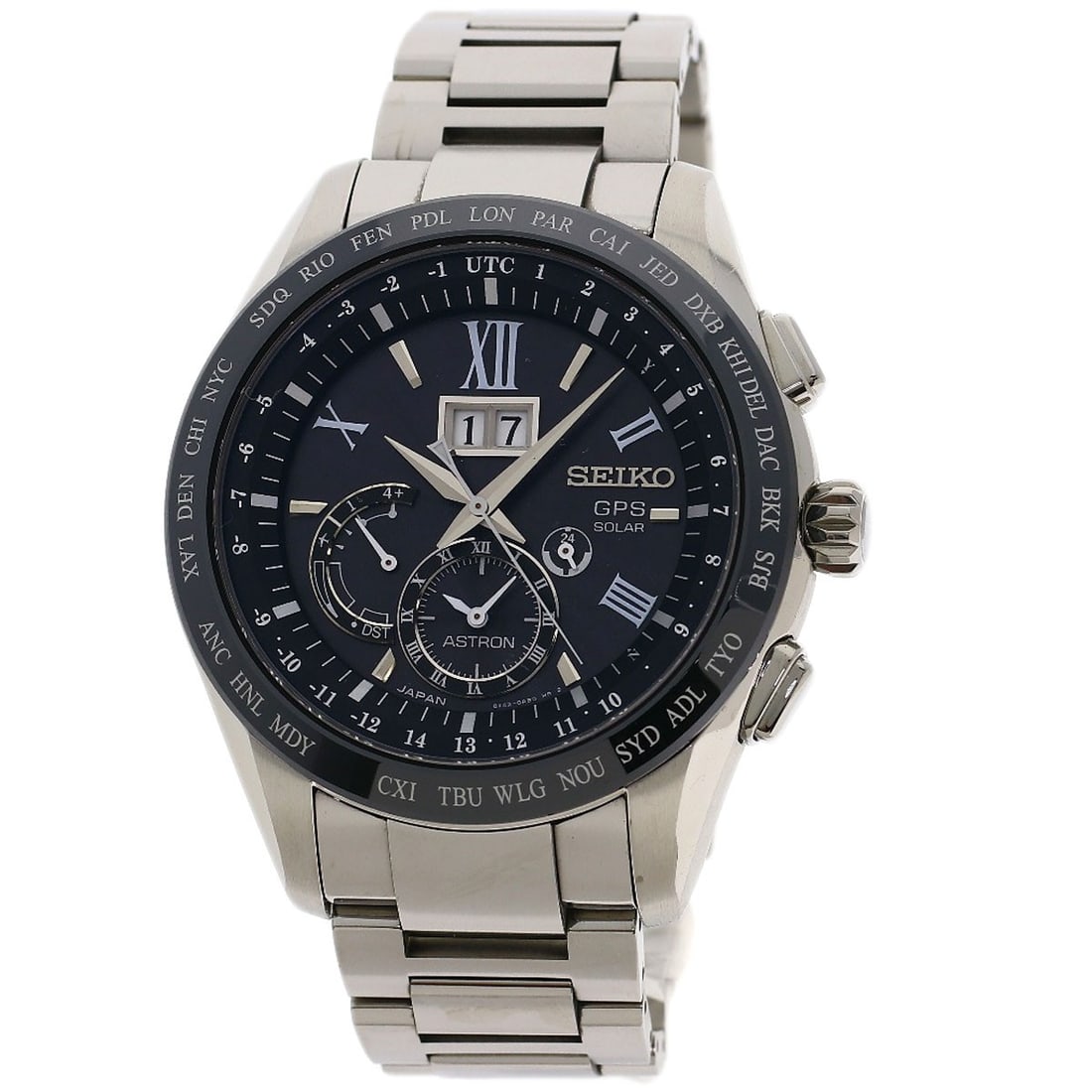 Seiko Astron Watches Sbxb137 8X42-0Ab0-3 Titanium/ Titanium: Seiko Astron Watches Sbxb137 8X42-0Ab0-3 Titanium/ Titanium Titanium case with silver bezel and black dial, featuring a chronograph movement and GPSSolar powered technology, this Seiko Astron watch of