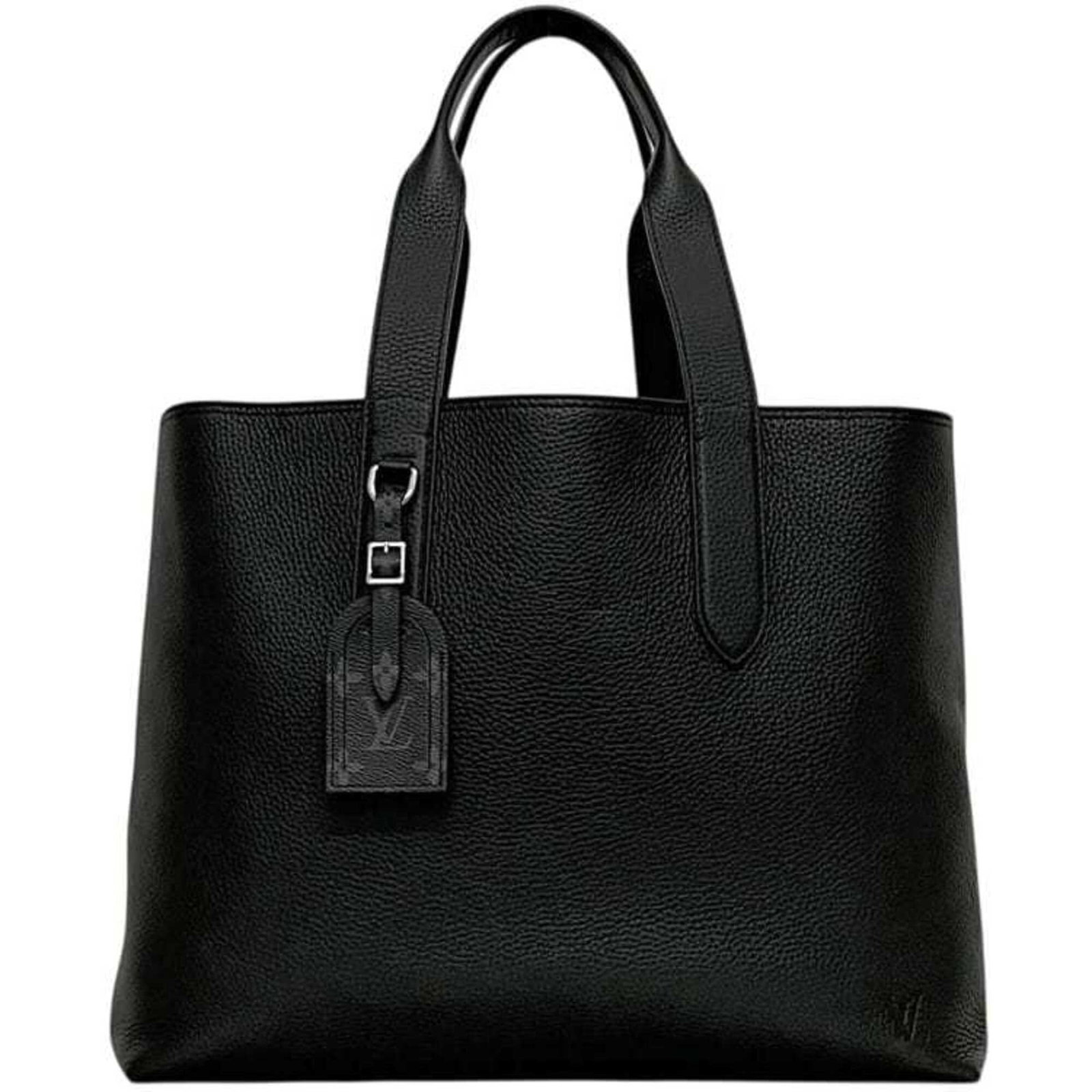 Louis Vuitton Tote Bag Leather: Louis Vuitton Tote Bag Leather Taurillon leather construction adds a touch of sophistication to this classic Louis Vuitton tote bag, available in sleek black. Measuring 32cm x 50cm x 12.5cm, it featur