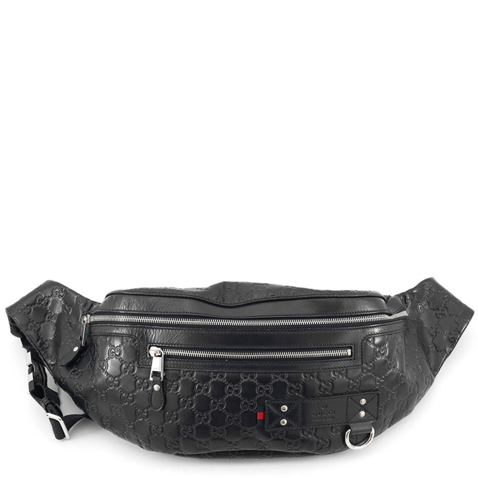Gucci Sling Bag Leather Fanny Pack: Gucci Sling Bag Leather Fanny Pack Navy leather Gucci sling bag fanny pack with classic design, measuring 20cm x 34cm x 10cm. This stylish accessory features high-quality leather construction and a ti