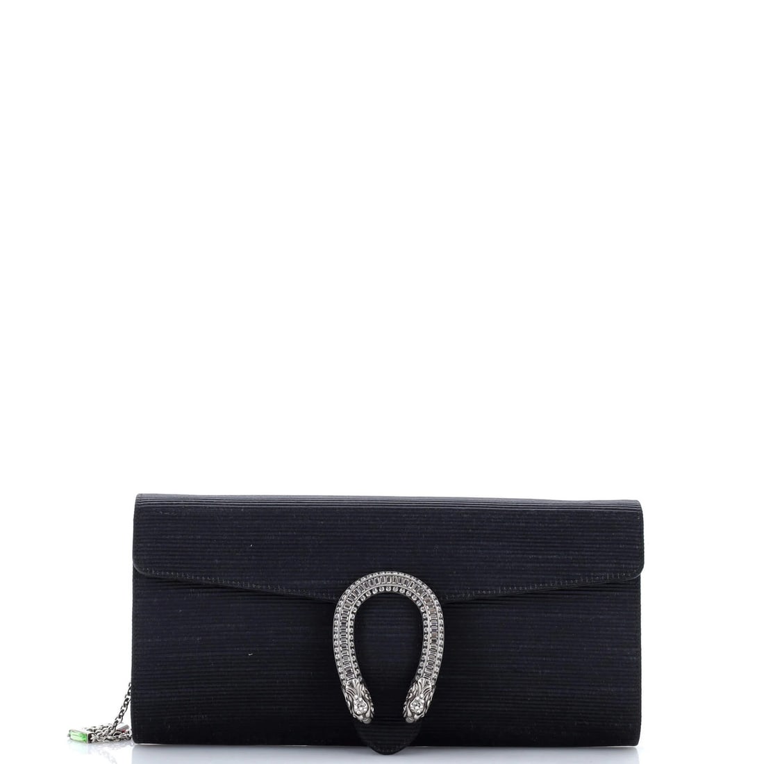 Dionysus Chain Clutch Satin with Crystals Long Gucci: Dionysus Chain Clutch Satin with Crystals Long Gucci Crystal Satin and Crystals adorn the sleek exterior of this Dionysus Chain Clutch, a luxurious long shoulder bag from Gucci. With its striking