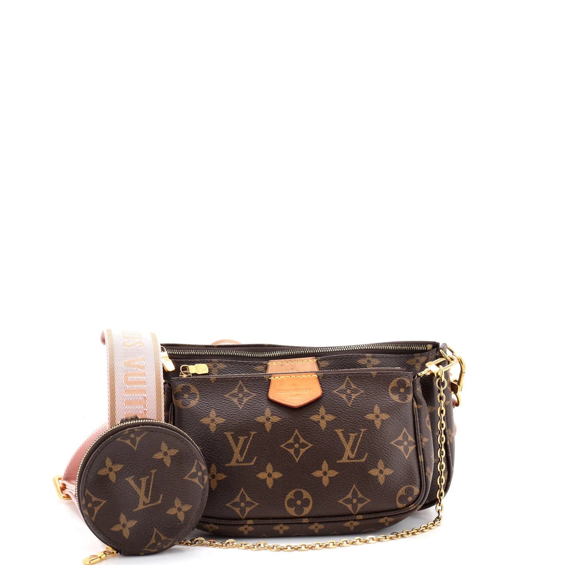 Louis Vuitton Monogram Canvas Pochette Multi Accessoires: Louis Vuitton Monogram Canvas Pochette Multi Accessoires The Louis Vuitton Monogram Canvas Pochette Multi Accessoires is a stylish and versatile cross body bag. With its classic brown exterior and