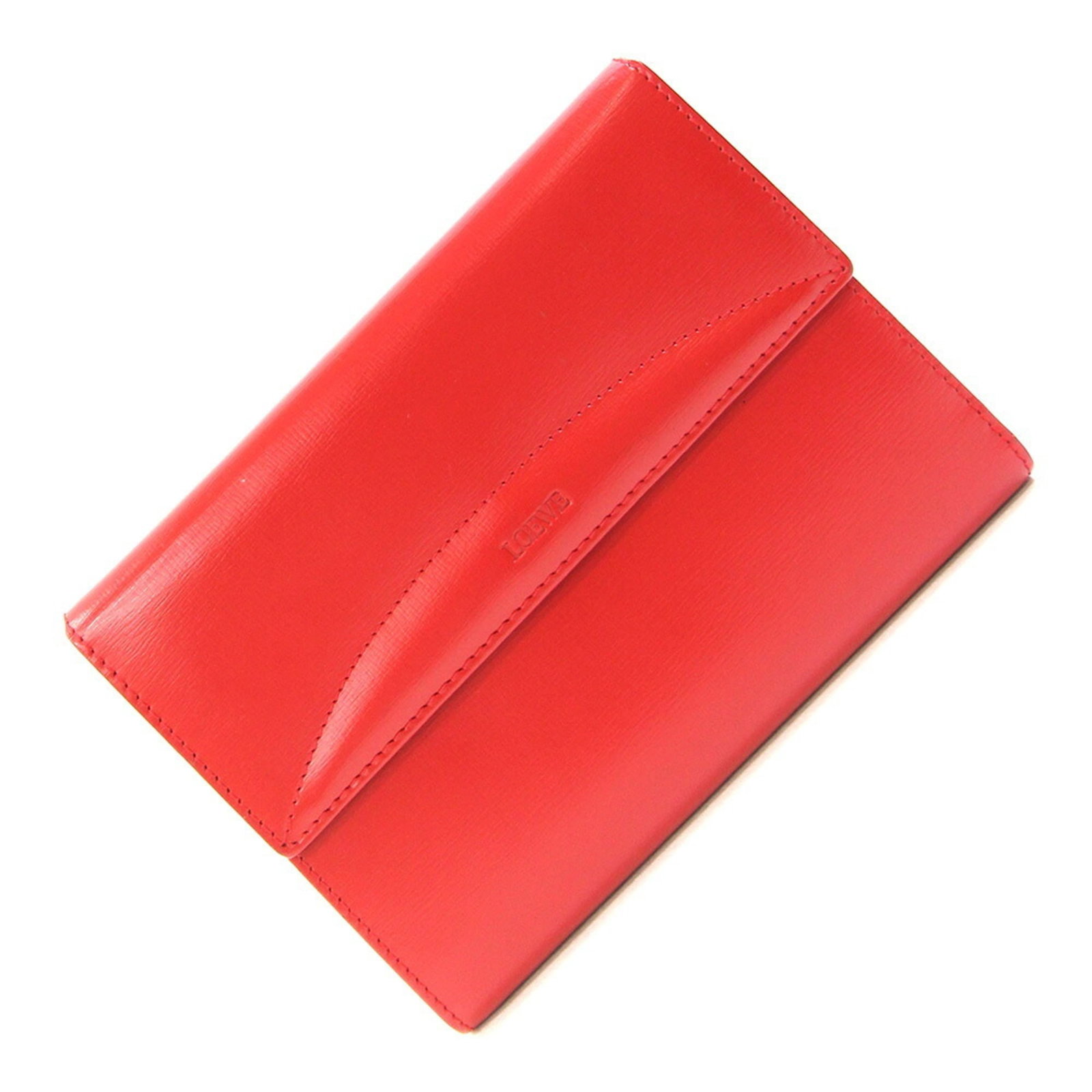 Loewe Wallet (Tri-Fold) Leather: Loewe Wallet (Tri-Fold) Leather The Loewe Wallet is a tri-fold leather accessory in a striking red color, measuring 15cm x 11cm x 2cm. Its sleek design and premium leather material make it a stylish a