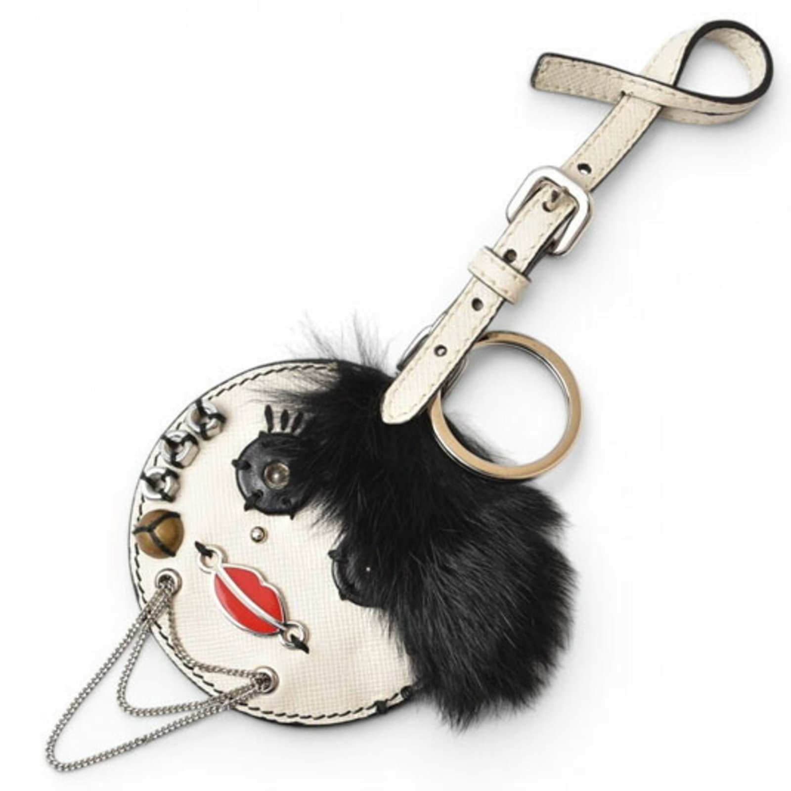 Keyring Leather By Prada: Keyring Leather By Prada The Prada Keyring Leather is a sleek, all-leather accessory crafted from high-quality leather, measuring 21cm x 7.5cm. This elegant keyring boasts a classic design, making it 