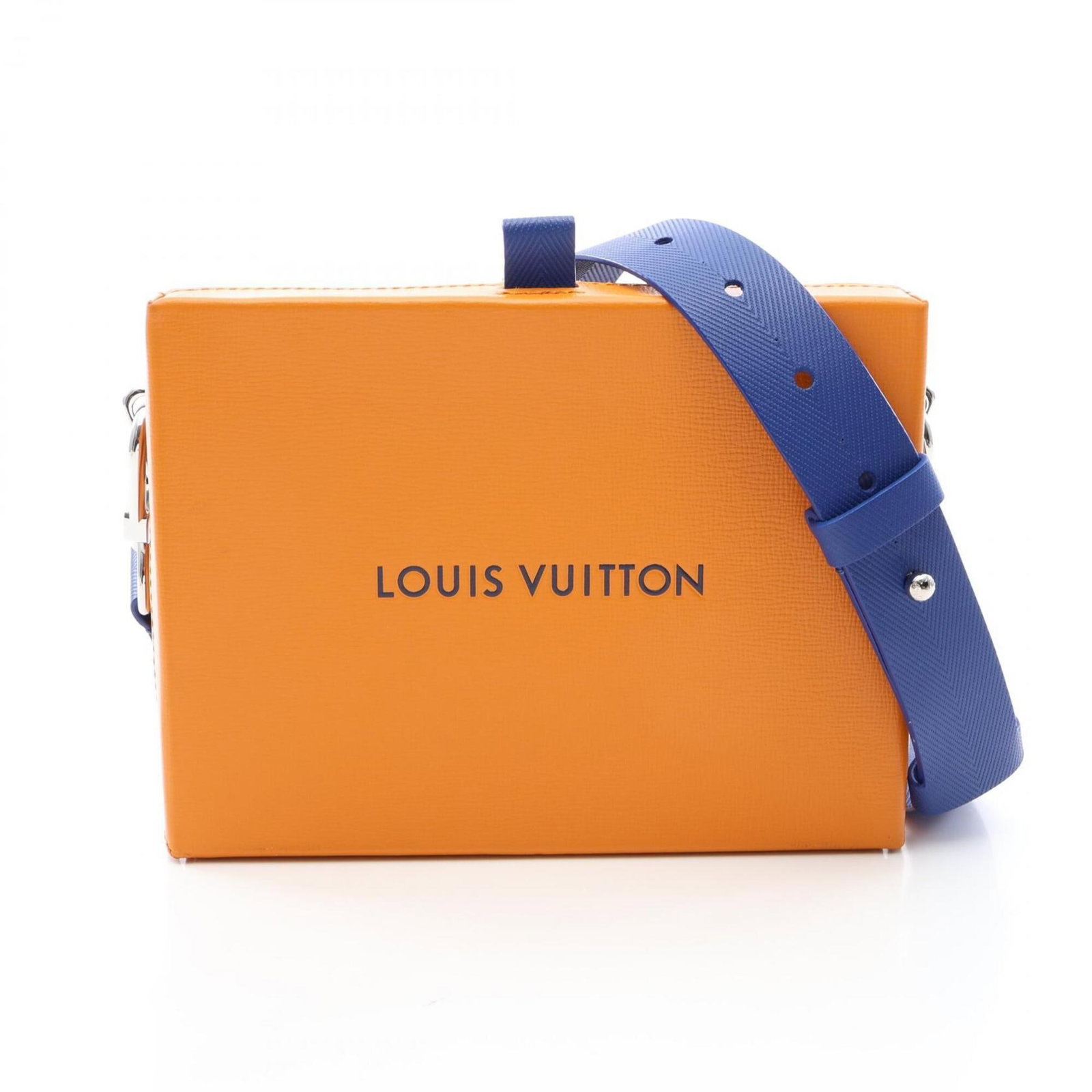 Shoulder Bag Handbag Leather Louis Vuitton: Shoulder Bag Handbag Leather Louis Vuitton Blue and Orange Leather Louis Vuitton Shoulder Bag with Classic Design. This iconic shoulder bag features a timeless blue and orange color combination,