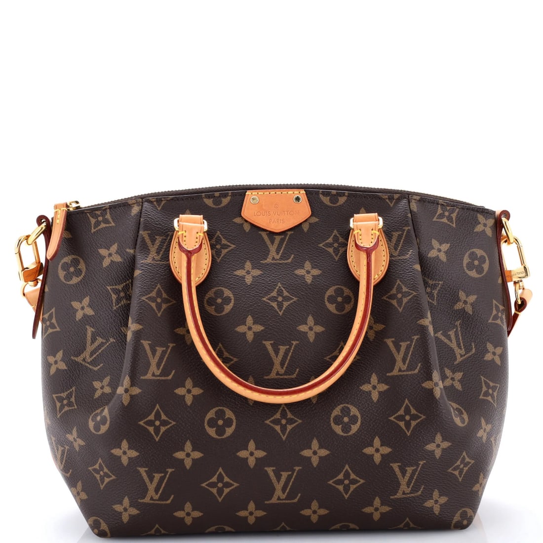 Handbag Monogram Canvas Louis Vuitton Turenne: Handbag Monogram Canvas Louis Vuitton Turenne Canvas Coated Louis Vuitton Turenne Handbag in Brown with Burgundy Interior and Gold Hardware, featuring the iconic Monogram Canvas design. This classic