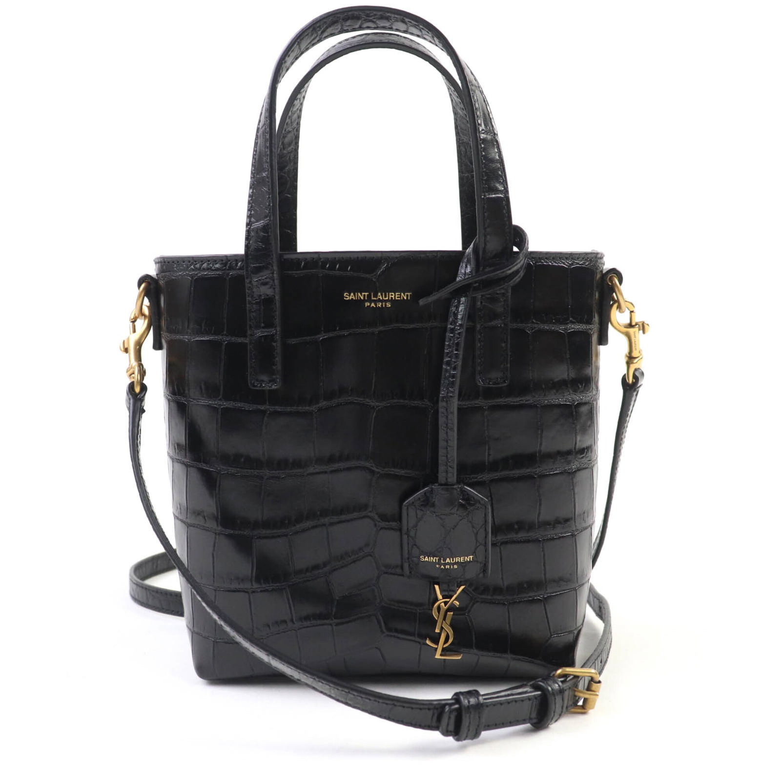Saint Laurent Handbag Shoulder Bag Leather: Saint Laurent Handbag Shoulder Bag Leather This sleek Saint Laurent shoulder bag is crafted from high-quality black leather, featuring an open closure and a stylish design. Measuring 17cm x 17cm x