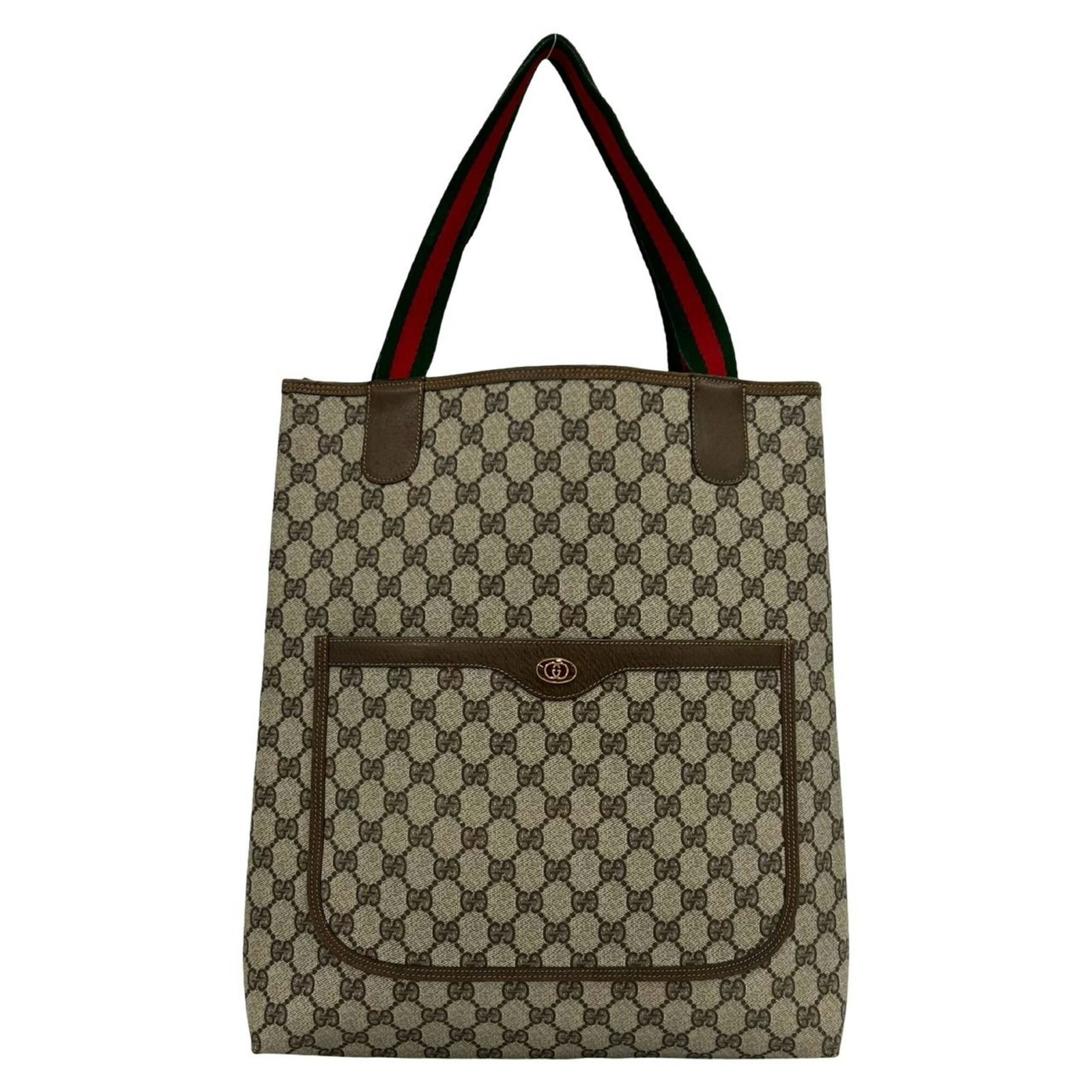 Shoulder Bag Tote Leather Pvc Gucci Bag: Shoulder Bag Tote Leather Pvc Gucci Bag This Gucci shoulder bag tote is made from a combination of high-quality leather and PVC, offering a durable and stylish design. Its classic brown, green, and