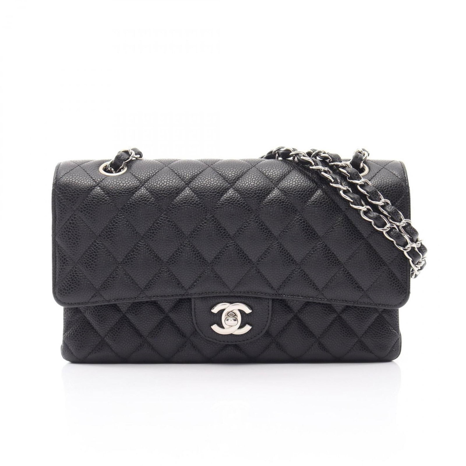 Calfskin Grained Shoulder Bag Handbag: Calfskin Grained Shoulder Bag Handbag Calfskin Grained Shoulder Bag Handbag in Black with Silver Hardware. This sleek shoulder bag features a classic design and premium materials, with a durable
