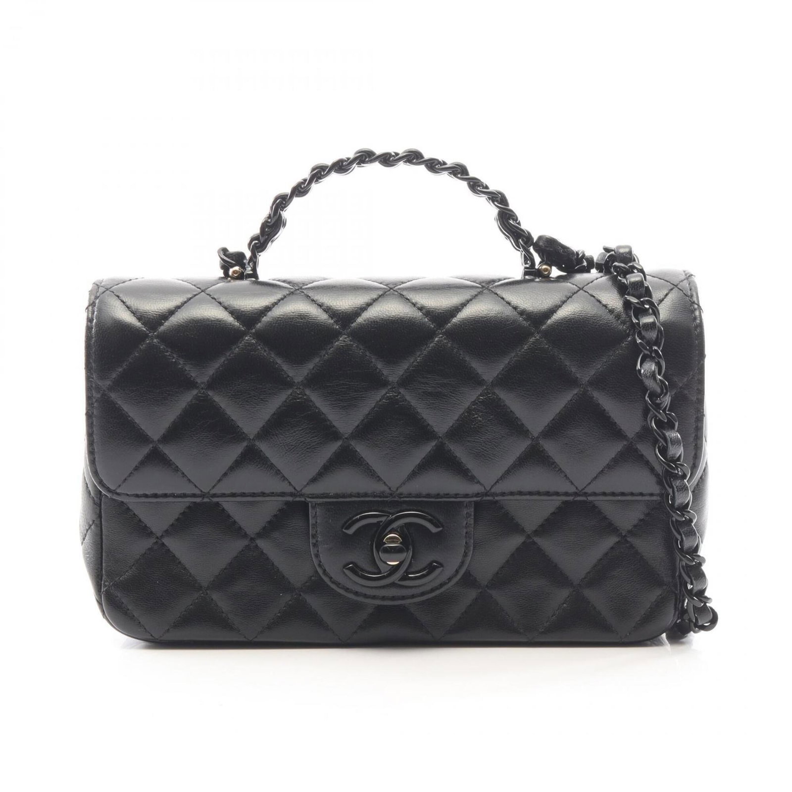 Shoulder Bag Leather Handbag Chanel: Shoulder Bag Leather Handbag Chanel Black leather lambskin shoulder bag from Chanel, featuring a sleek 12cm x 20cm x 6cm design with classic Chanel style. This stylish handbag is made from high-qualit