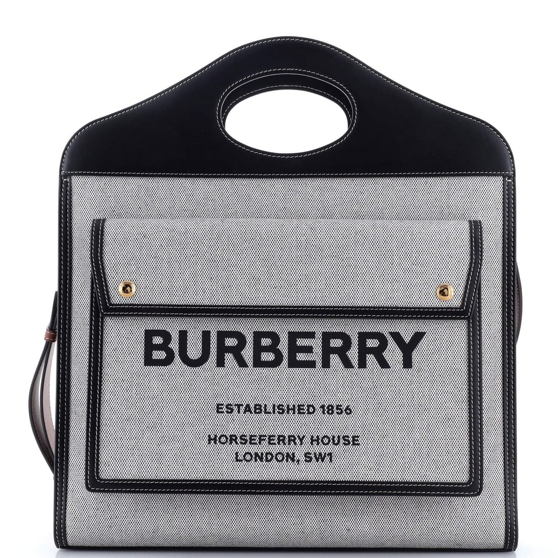 Canvas Leather Tote Medium Pocket Logo Burberry: Canvas Leather Tote Medium Pocket Logo Burberry Canvas Leather Tote Medium Pocket Logo Burberry - A timeless and versatile bag, this medium-sized cross body tote features a classic canvas and leather