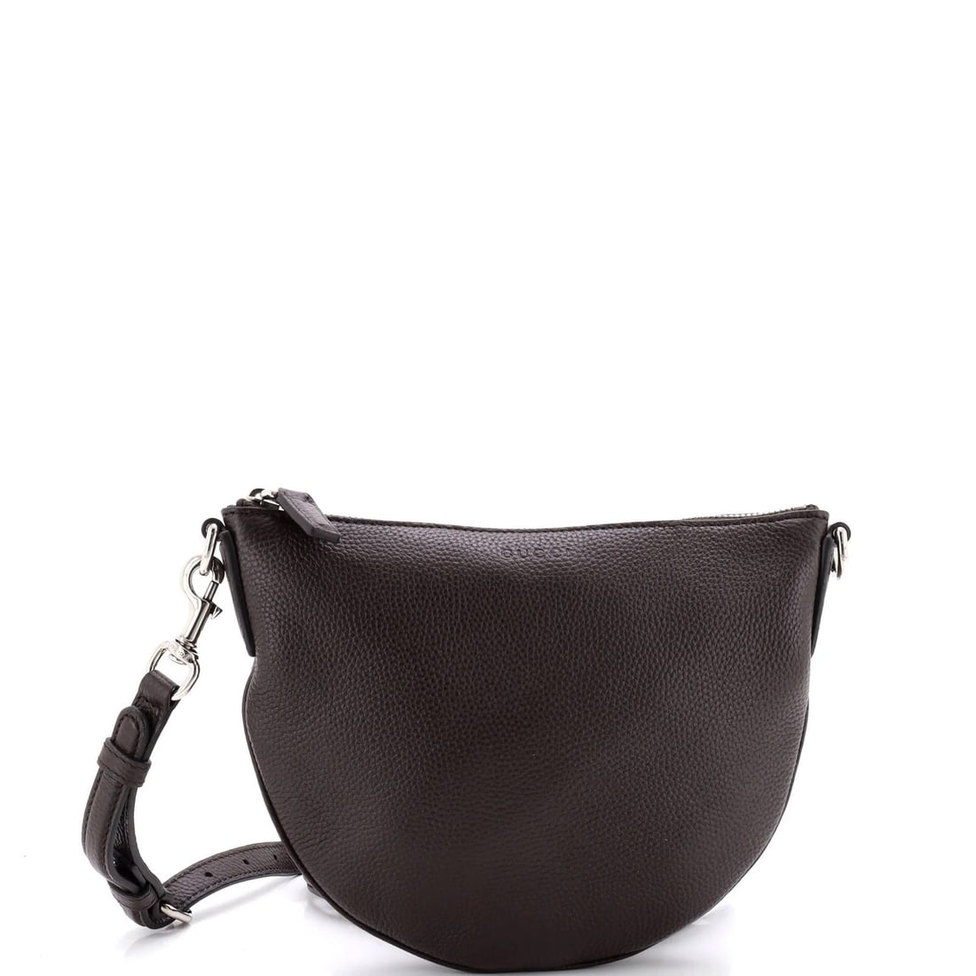 Small leather bag crossbody Gucci: Small leather bag crossbody Gucci Small leather bag crossbody Gucci in brown exterior, featuring a neutral interior and silver hardware. This small crossbody bag has scuffs, edge wear, minor creases,