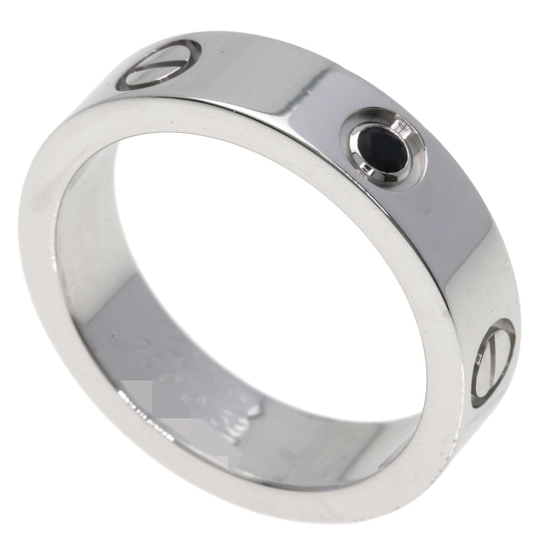 Cartier Love Ring Black Sapphire #59 Ring K18 White Gold: Cartier Love Ring Black Sapphire #59 Ring K18 White Gold Cartier Love Ring Black Sapphire #59 features a striking combination of K18 white gold and a beautiful black sapphire. The ring boasts a