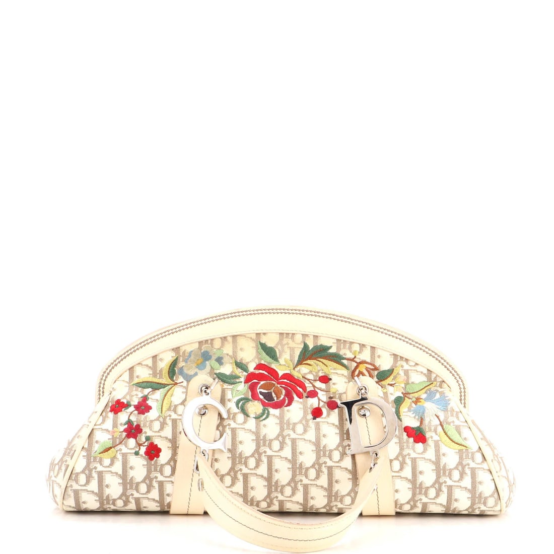 Vintage Christian Dior Trotteur Embroidered Canvas Medium Diorissimo Bag Bowling: Vintage Christian Dior Trotteur Embroidered Canvas Medium Diorissimo Bag Bowling Vintage Christian Dior Trotteur Embroidered Canvas Medium Diorissimo Bag Bowling features a neutral exterior with heavy