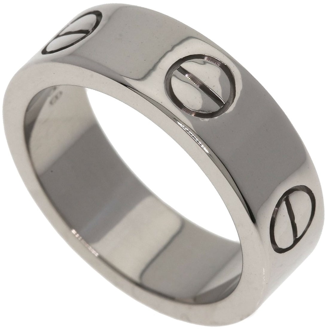 Love Ring Gold White K18 Cartier #48: Love Ring Gold White K18 Cartier #48 K18 White Gold Cartier Ring #48 is a striking piece featuring a silver metal exterior with a K18 gold construction. This 4.5 US ring size, open ring closure,