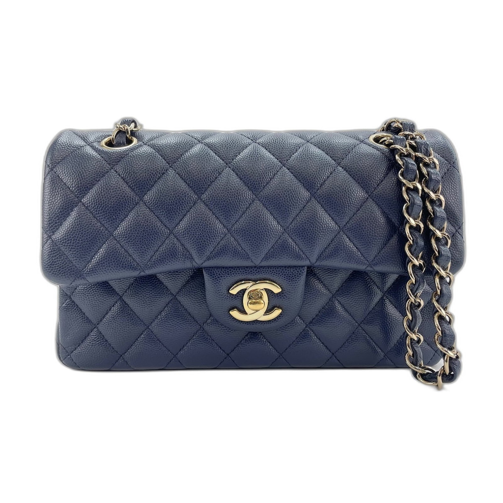 Shoulder Bag by Chanel: Shoulder Bag by Chanel Navy Matelasse Shoulder Bag by Chanel features a classic design with clean lines and a timeless silhouette. Measuring 16cm x 23cm x 6cm, this bag is perfect for everyday use, wi