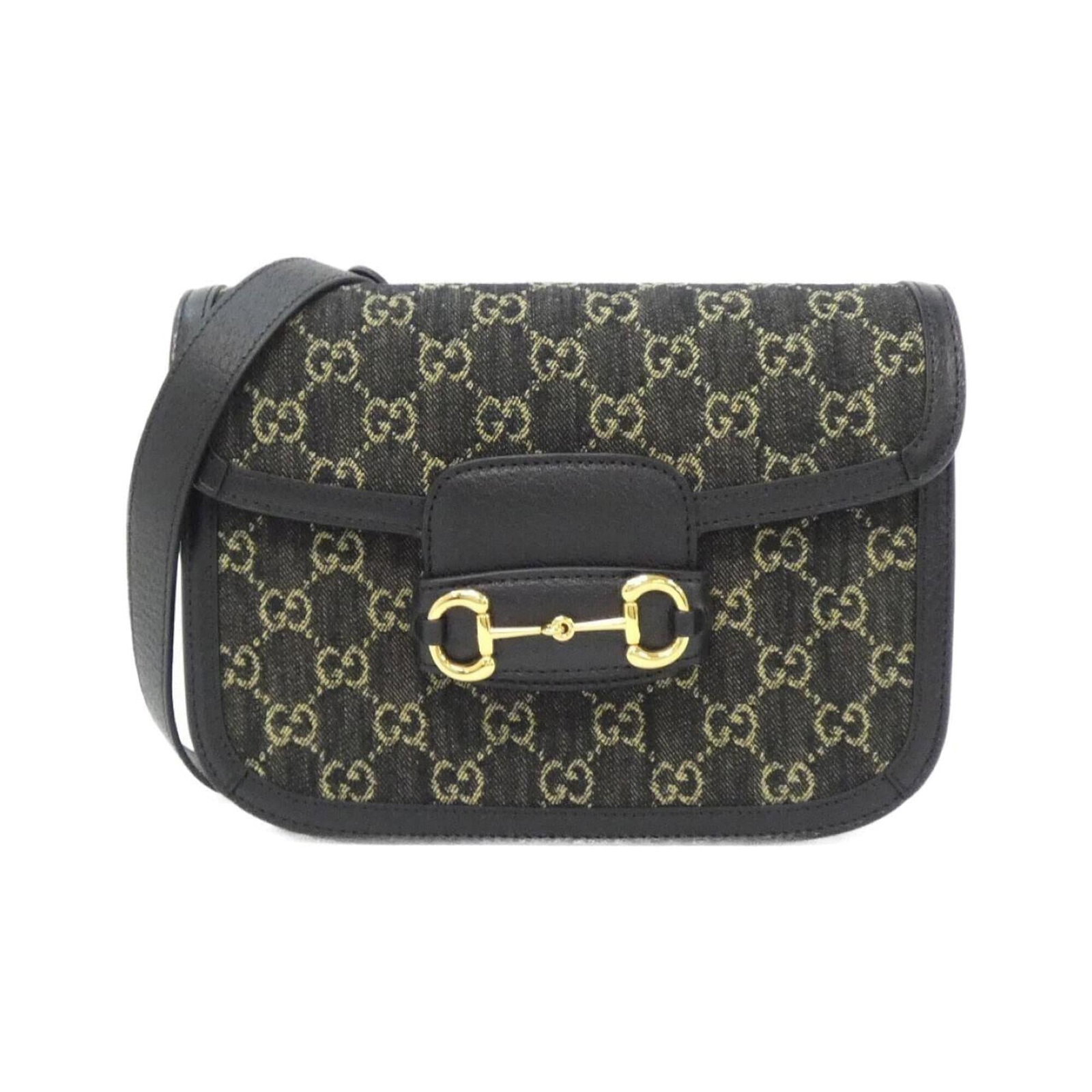Jacquard Leather Gucci Bag Shoulder: Jacquard Leather Gucci Bag Shoulder Jacquard leather craftsmanship meets timeless elegance in this Gucci Horsebit shoulder bag, featuring intricate black and ivory patterns on a gold-toned hardware
